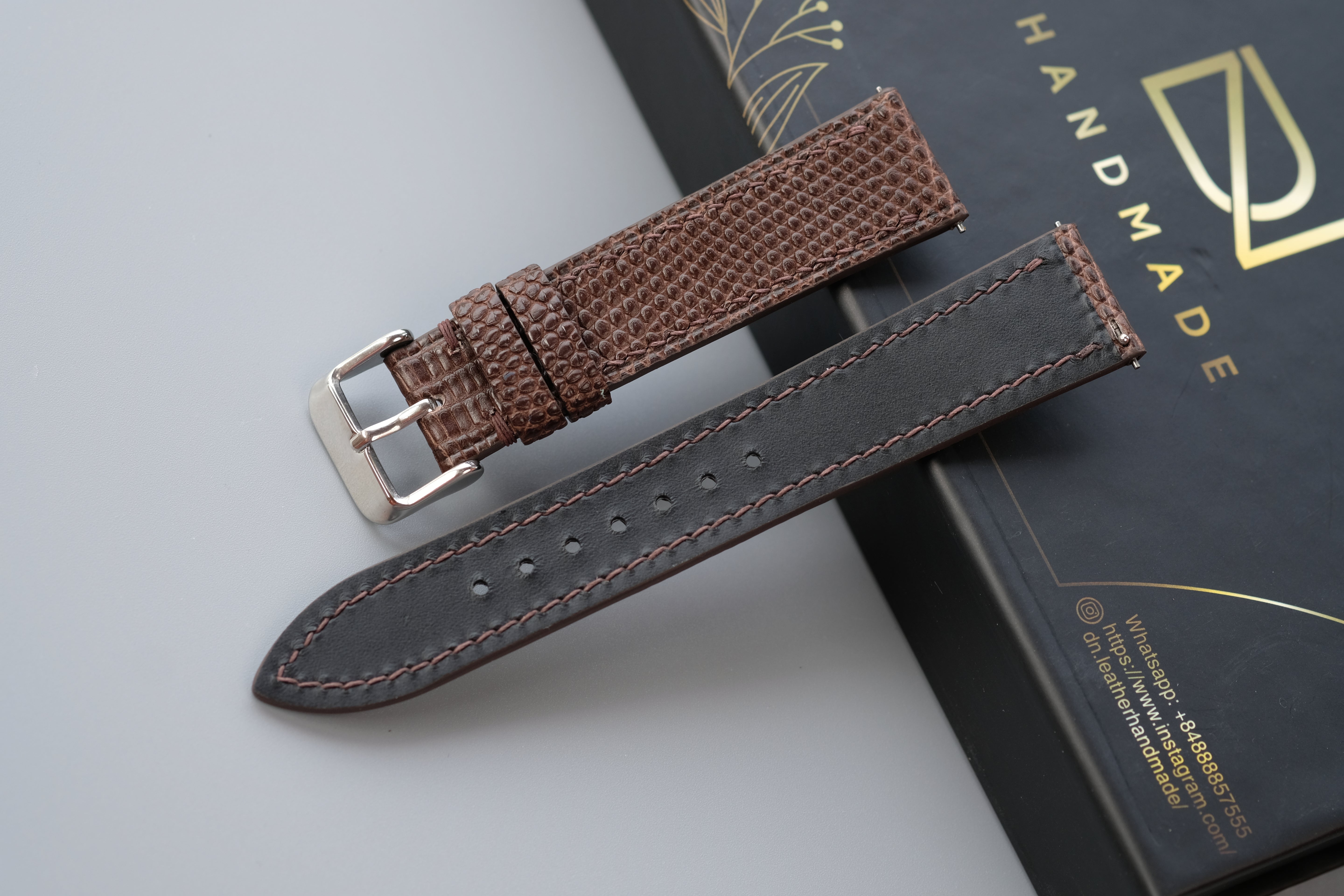 Brown Lizard Leather Watch Strap – Custom Sizes 10mm to 26mm