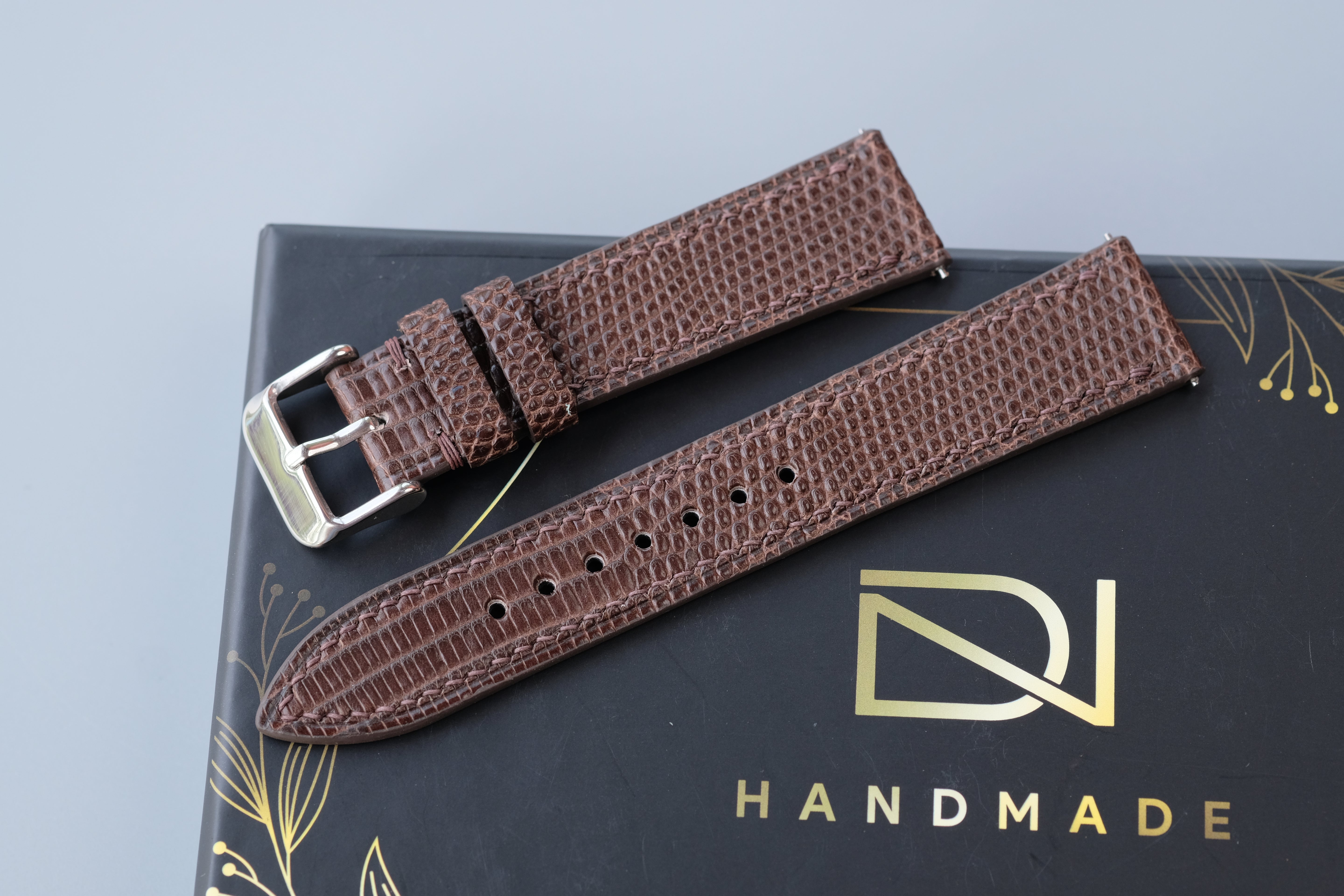 Brown Lizard Leather Watch Strap – Custom Sizes 10mm to 26mm