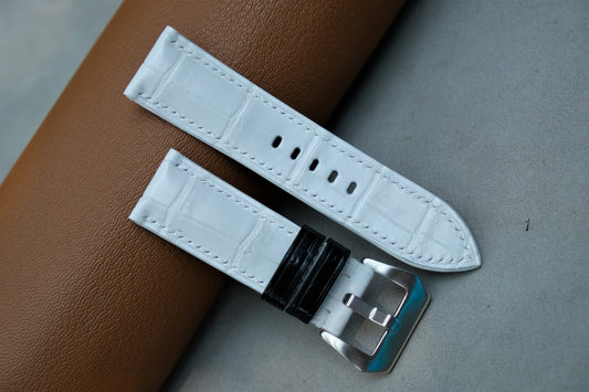 White Alligator Leather Watch Strap For PANERAI