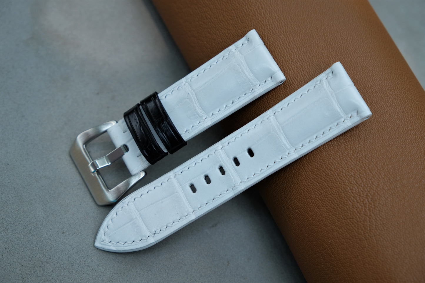 White Alligator Leather Watch Strap For PANERAI