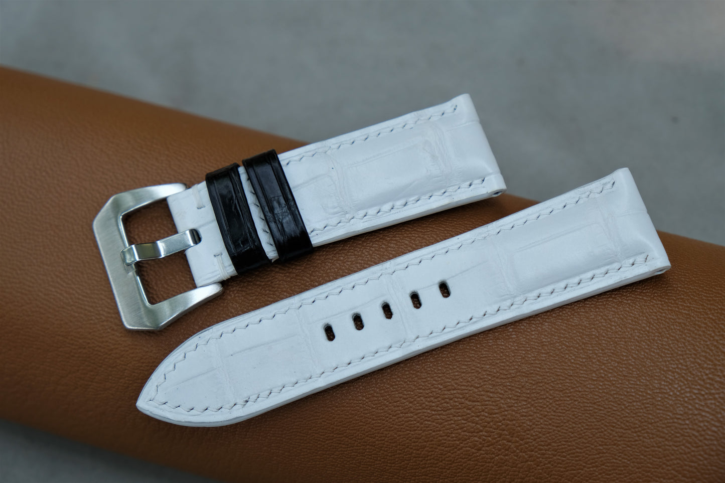 White Alligator Leather Watch Strap For PANERAI