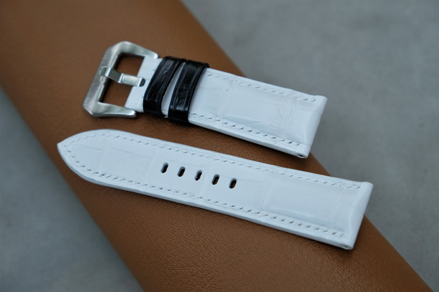 White Alligator Leather Watch Strap For PANERAI