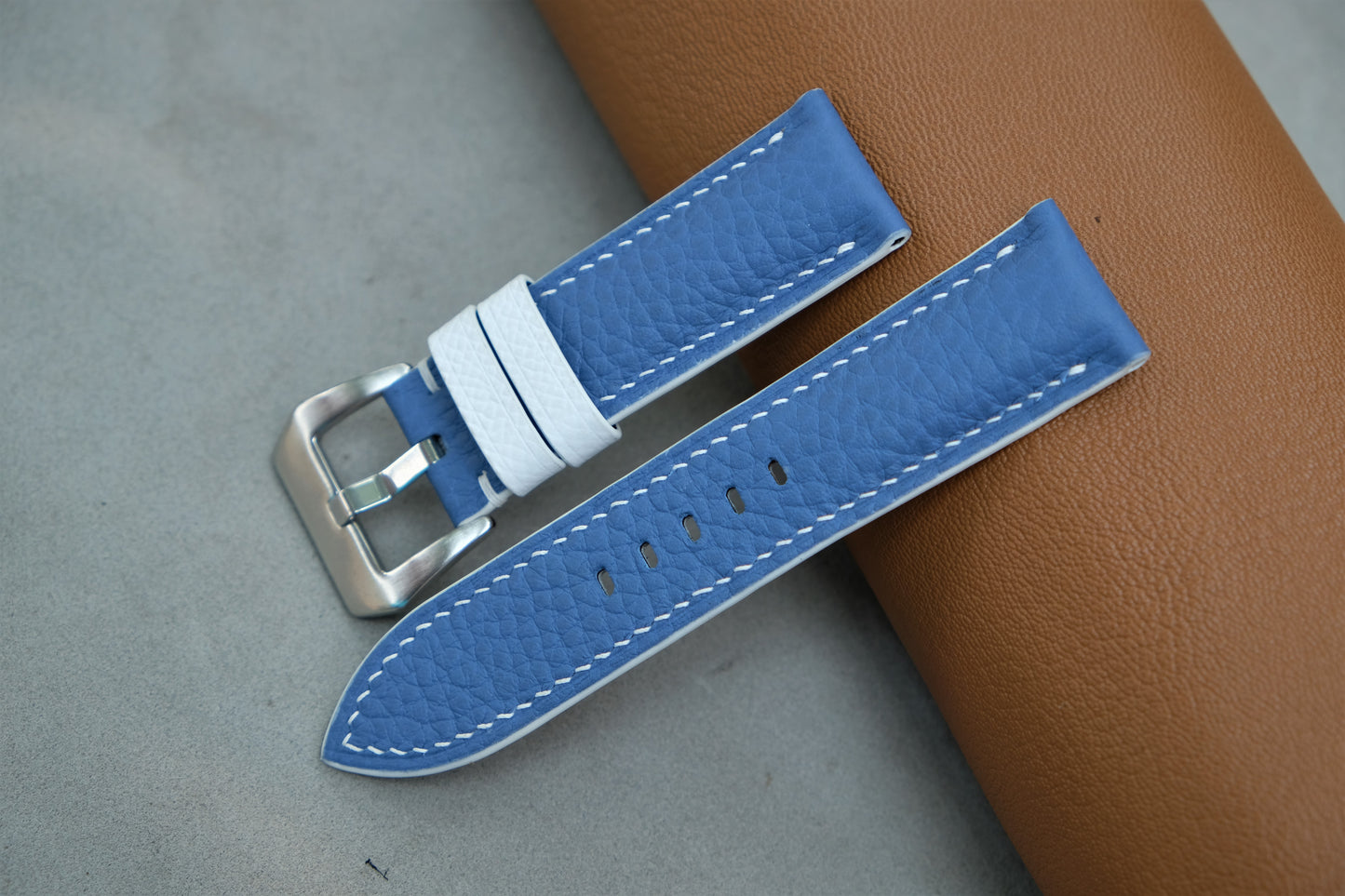 Blue Togo Leather Watch Strap For PANERAI