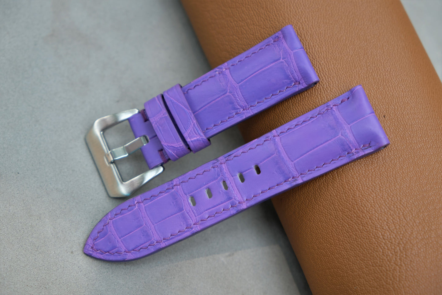 Light Purple Alligator Leather Watch Strap For PANERAI