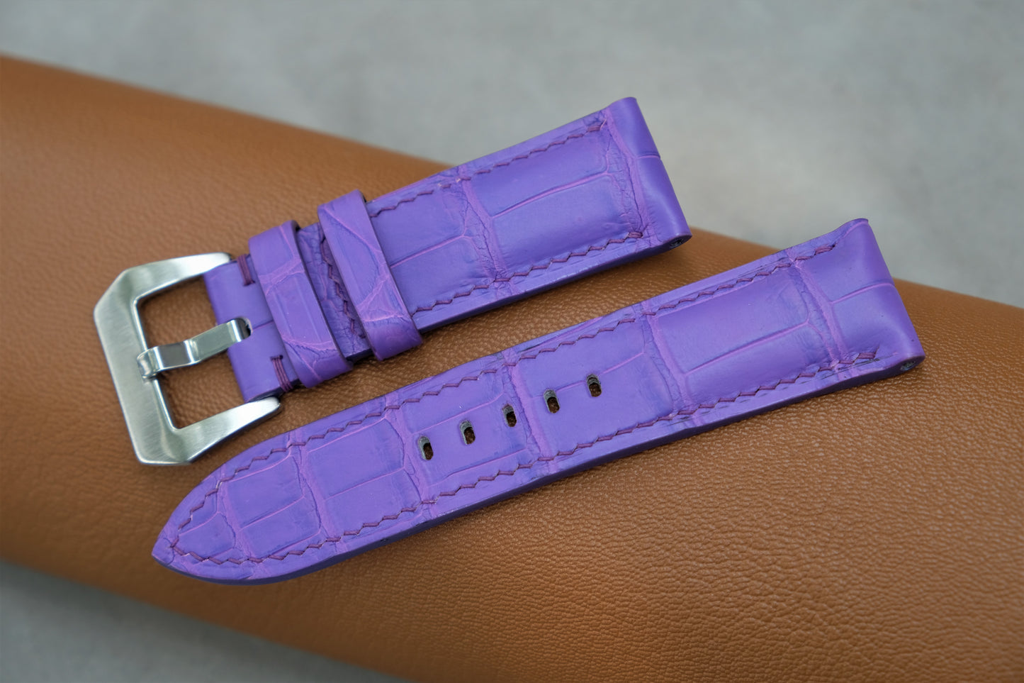 Light Purple Alligator Leather Watch Strap For PANERAI