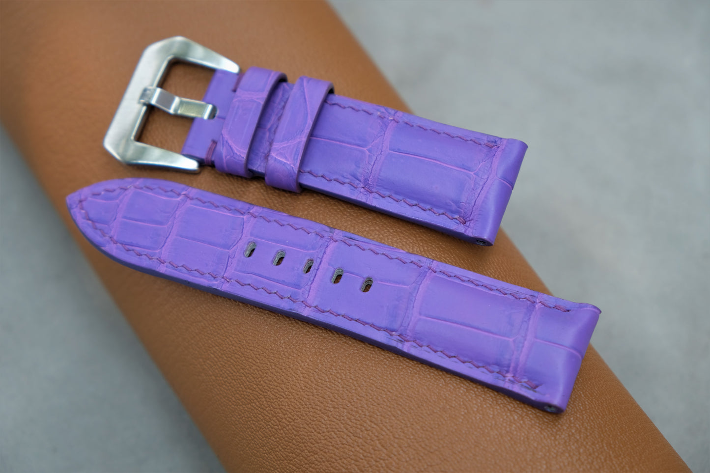 Light Purple Alligator Leather Watch Strap For PANERAI