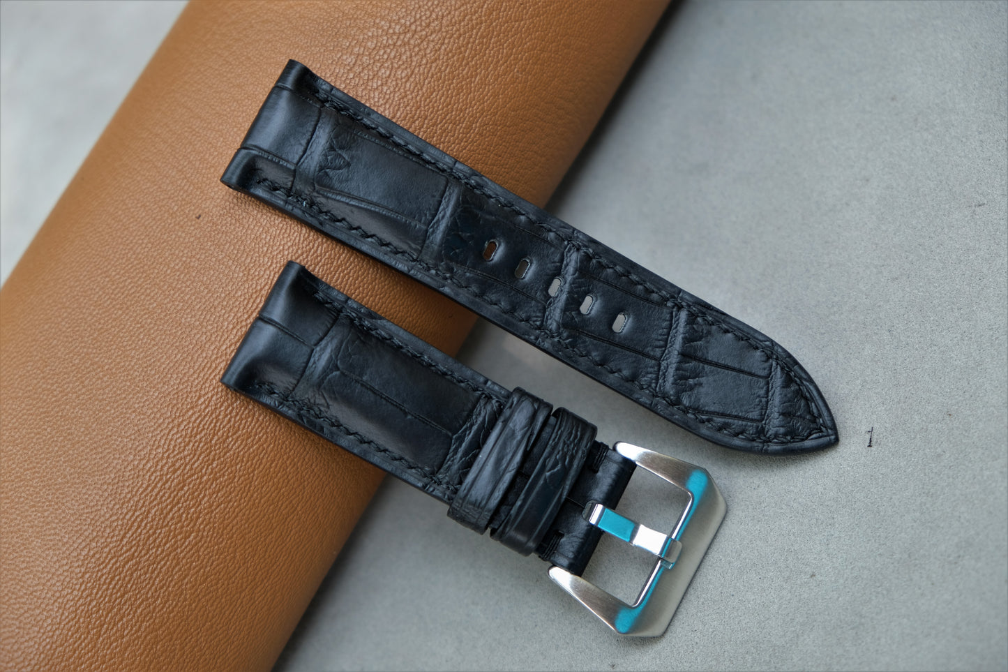 Black Alligator Leather Watch Strap For PANERAI