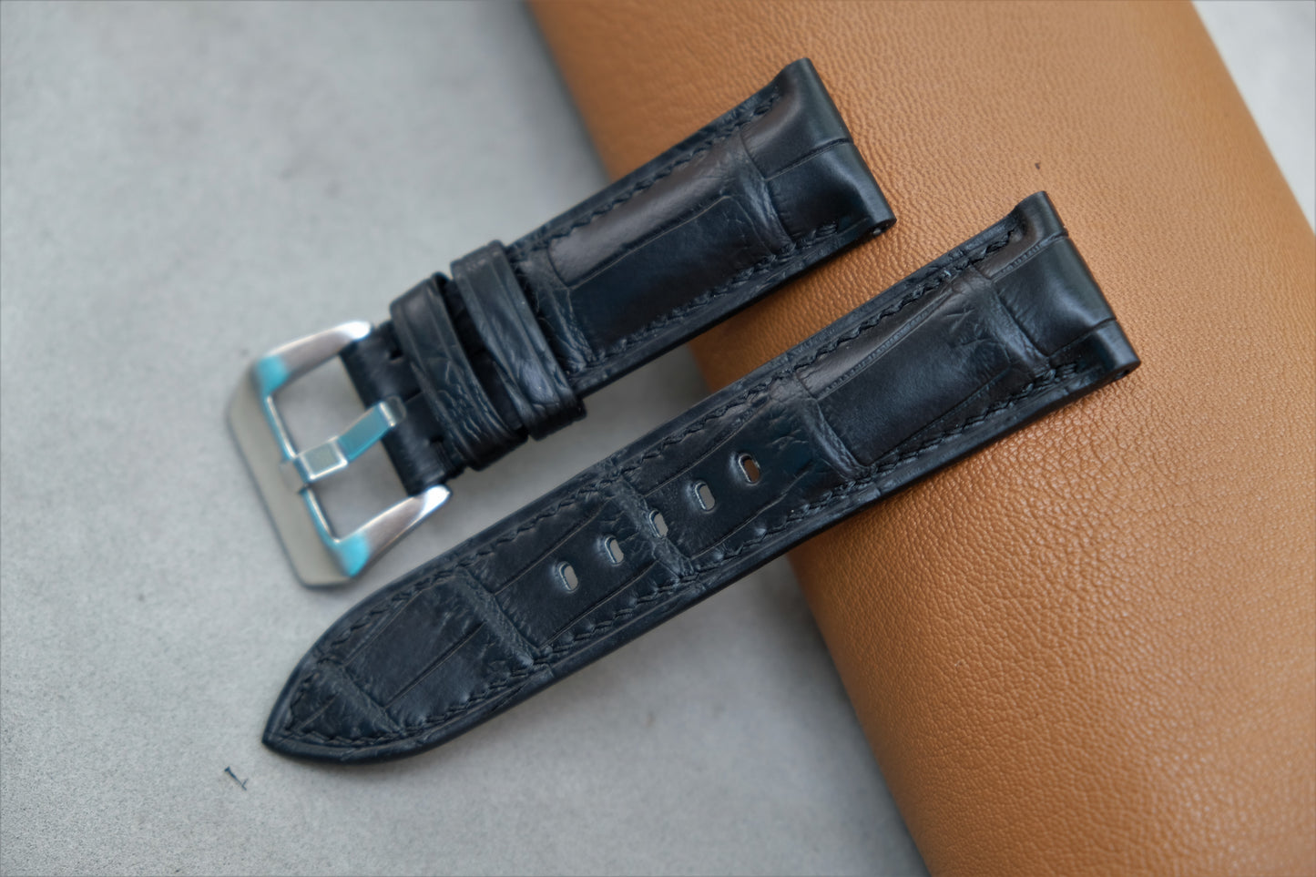 Black Alligator Leather Watch Strap For PANERAI