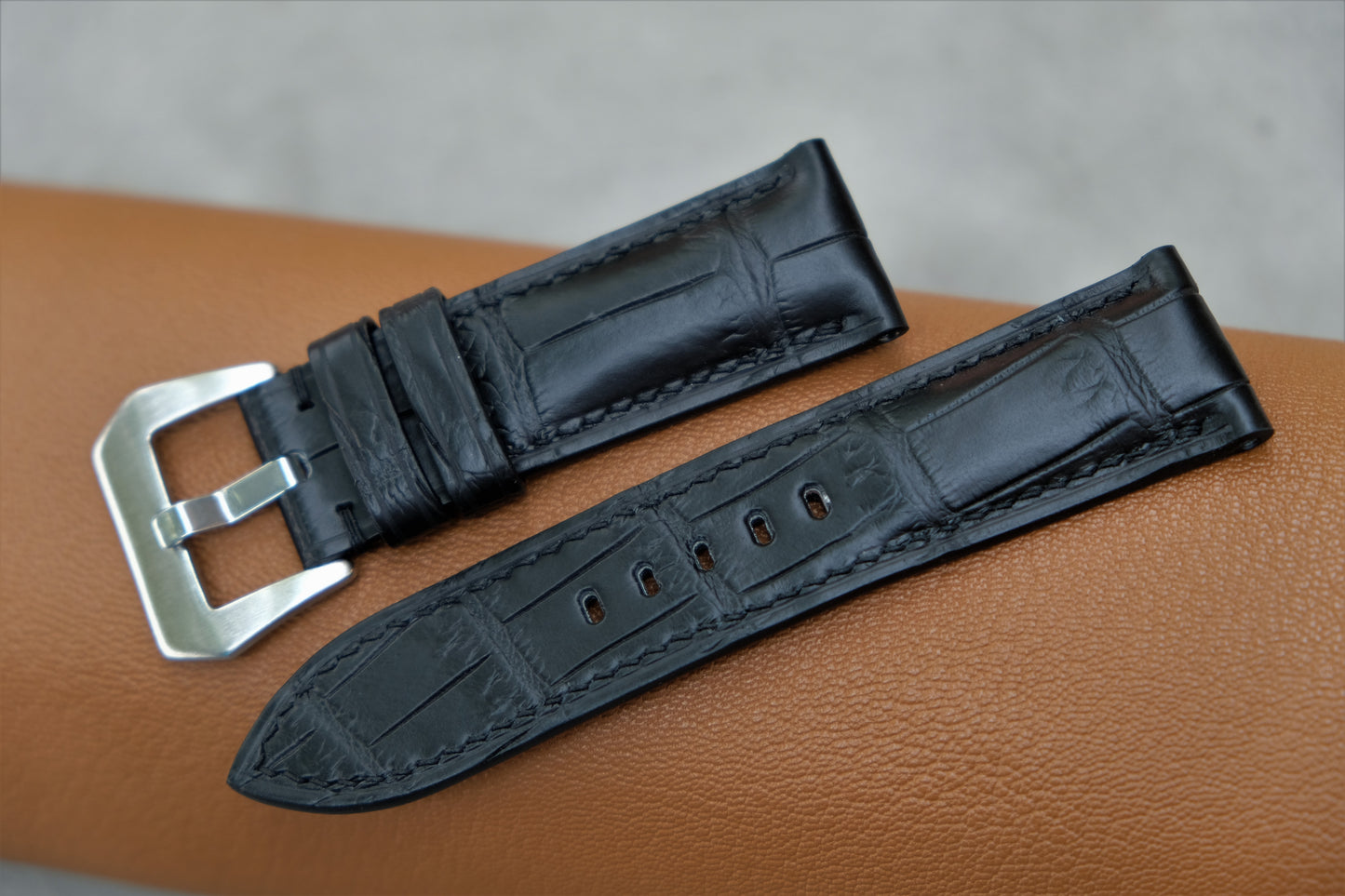 Black Alligator Leather Watch Strap For PANERAI