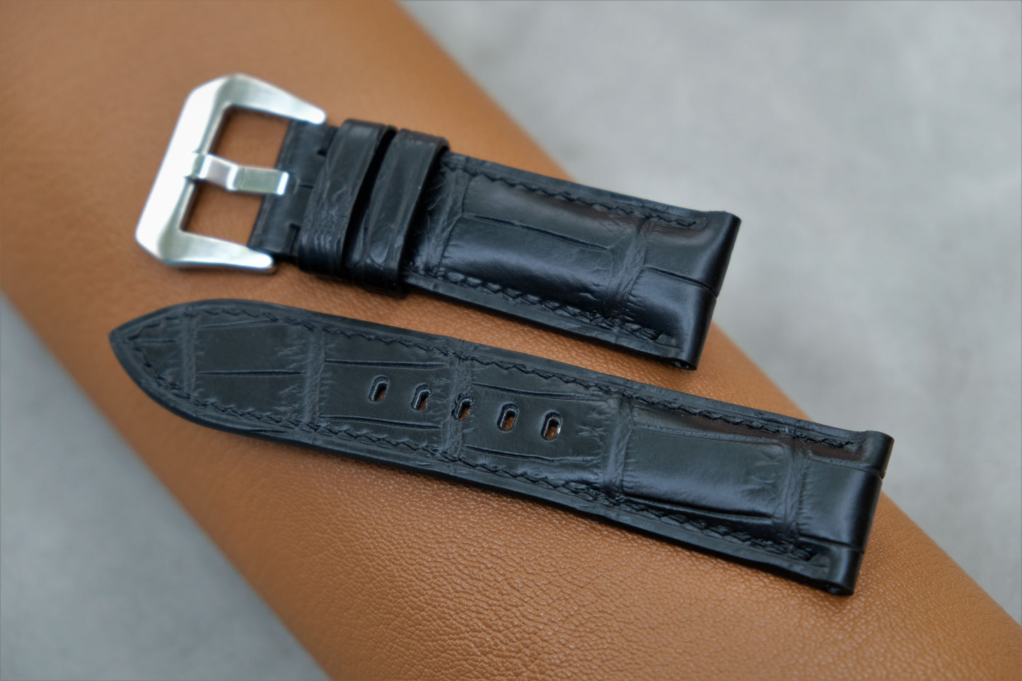 Black Alligator Leather Watch Strap For PANERAI