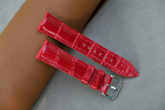 Red Alligator Leather Watch Strap