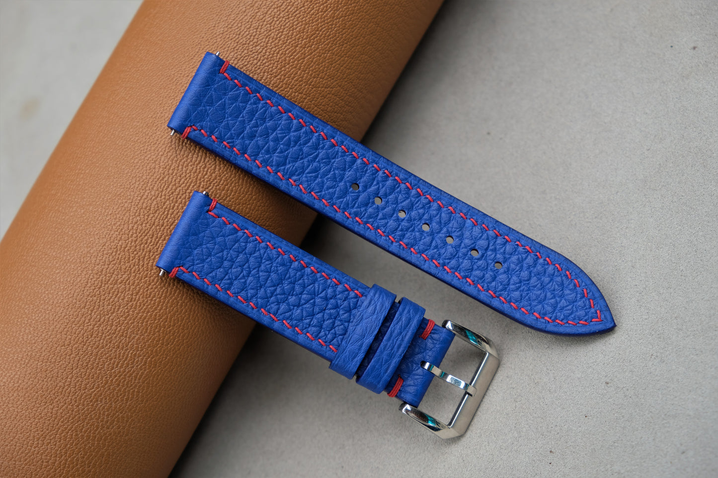 Blue Togo Leather Watch Strap