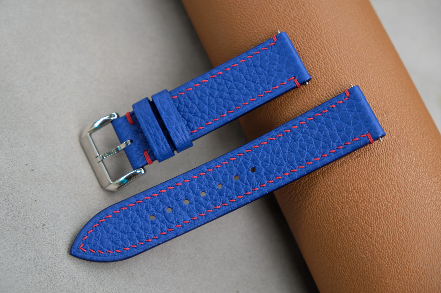 Blue Togo Leather Watch Strap