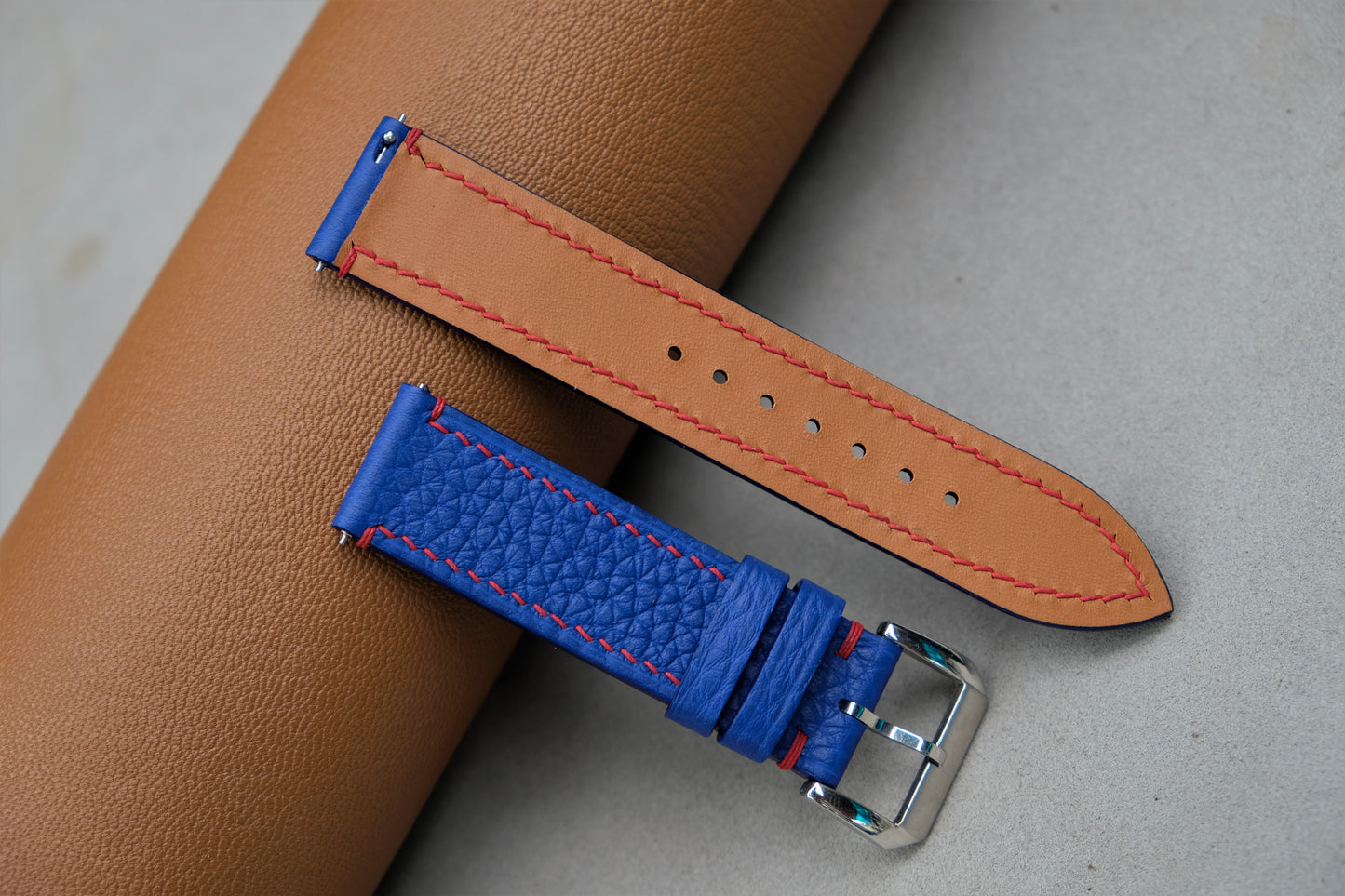 Blue Togo Leather Watch Strap