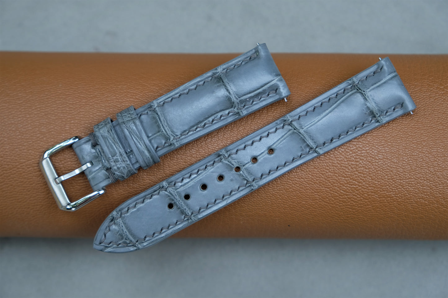 Gray Alligator Leather Watch Strap