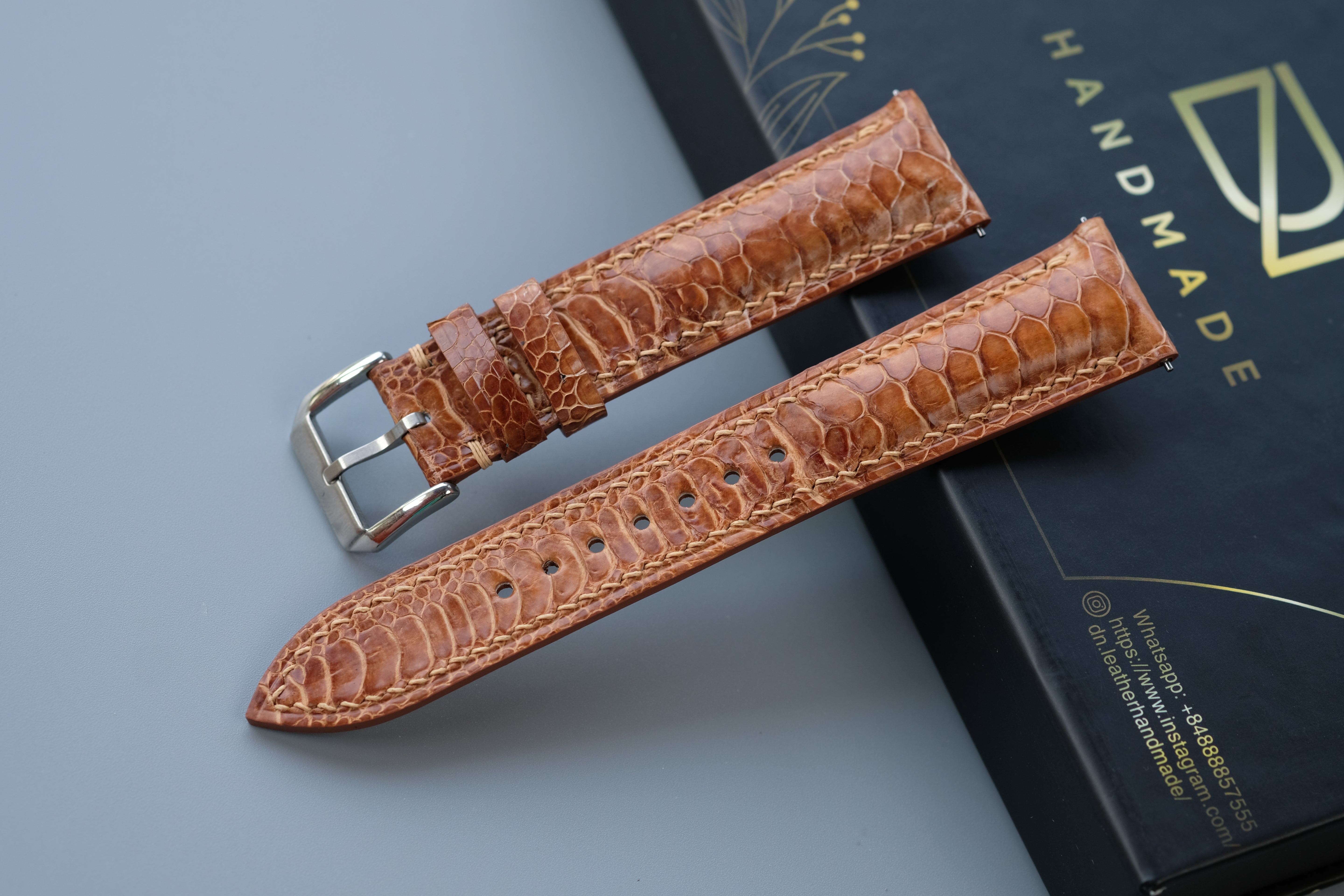 Light Brown Chicken feet Leather Watch Strap – Custom Sizes 10mm to 26mm