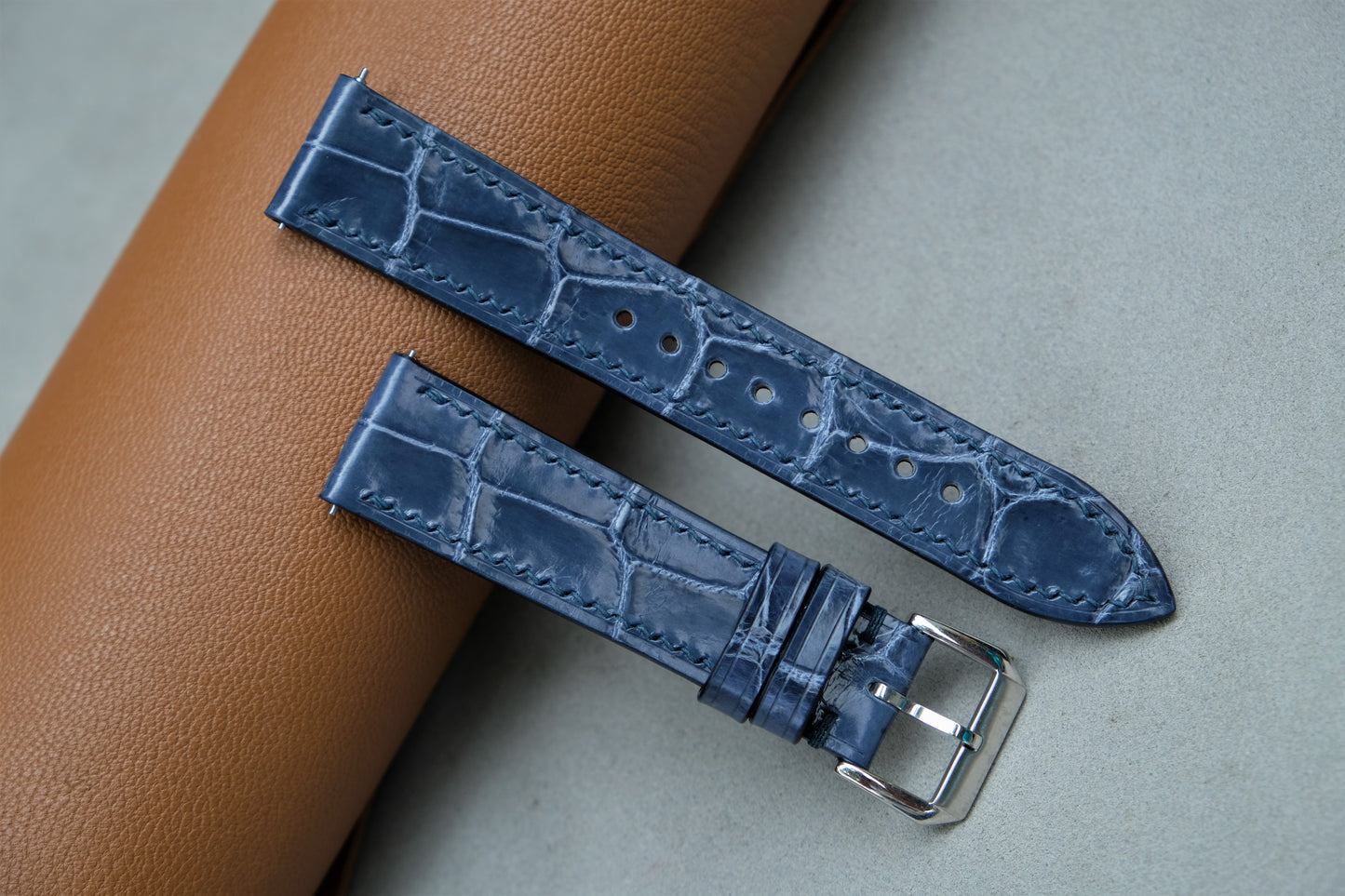 Dark Blue Alligator Leather Watch Strap