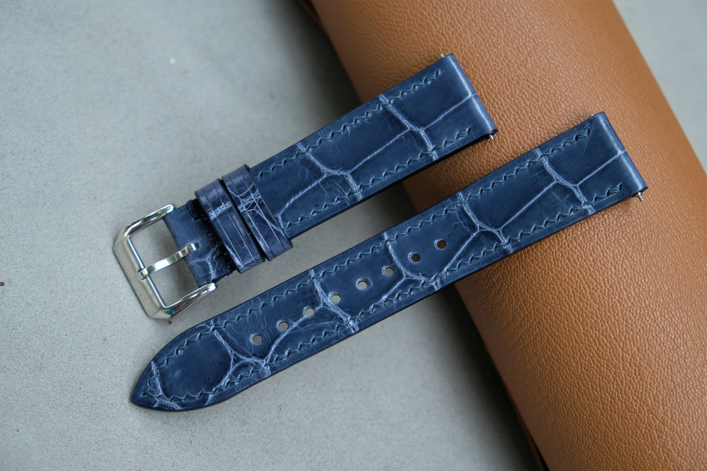 Dark Blue Alligator Leather Watch Strap