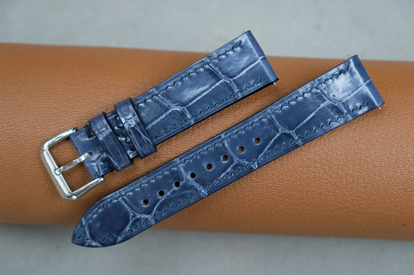 Dark Blue Alligator Leather Watch Strap