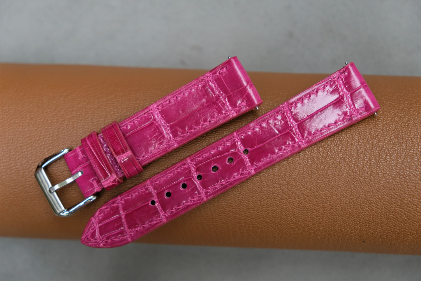 Pink Alligator Leather Watch Strap