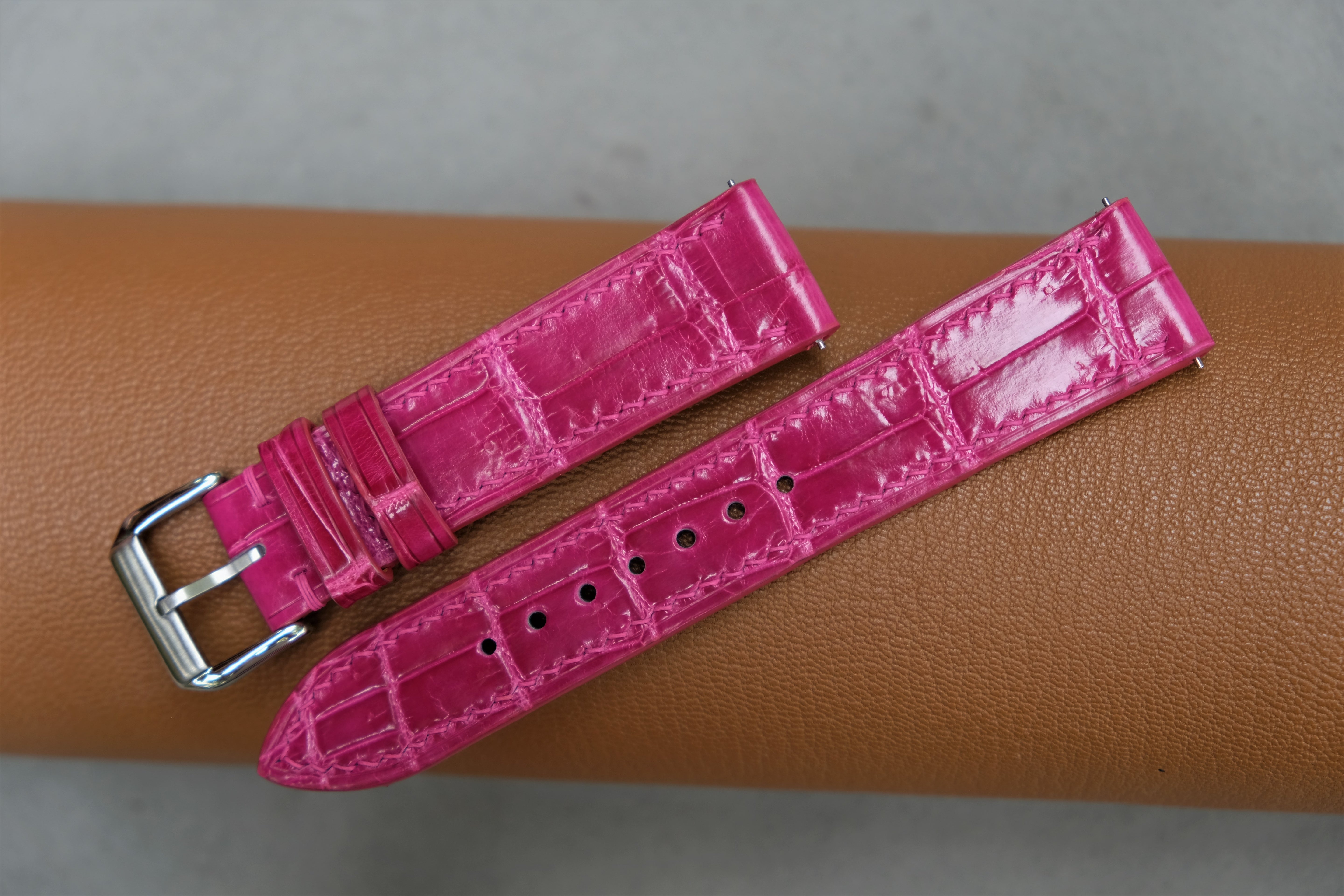 Pink Alligator Leather Watch Strap