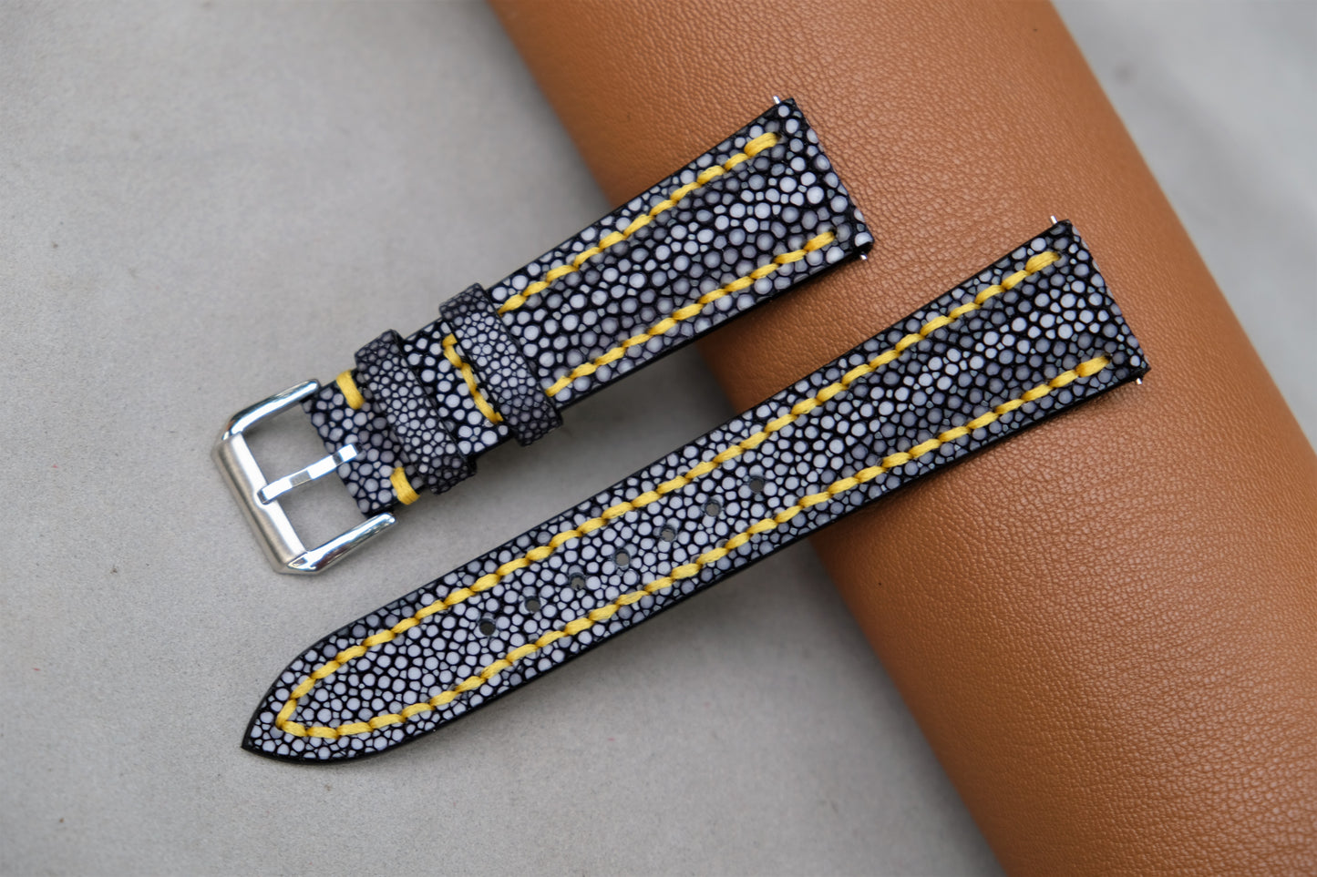 Black Stingray Leather Watch Strap