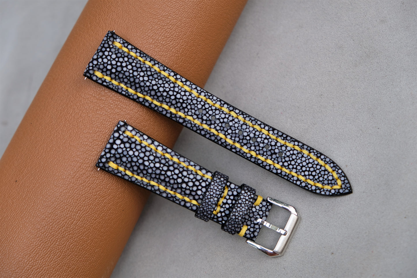 Black Stingray Leather Watch Strap