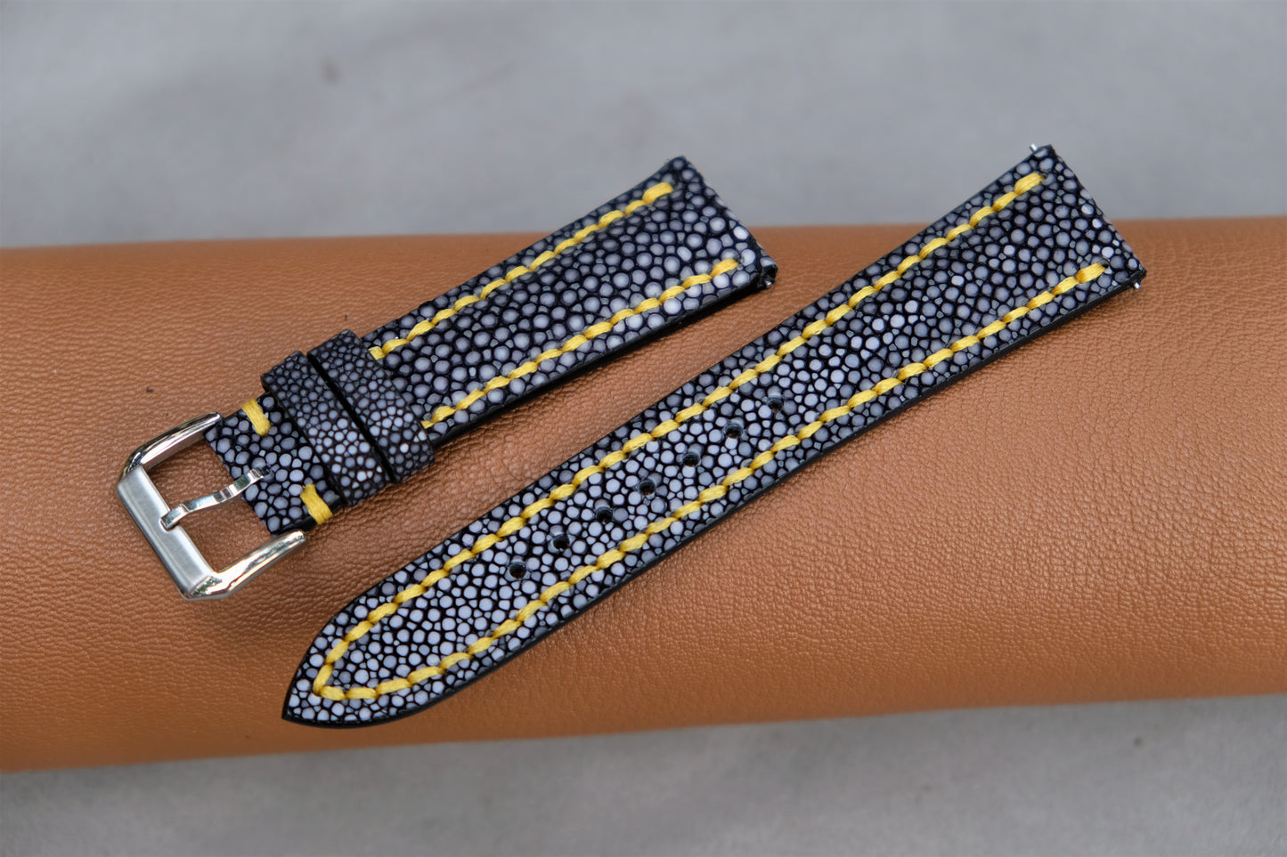 Black Stingray Leather Watch Strap