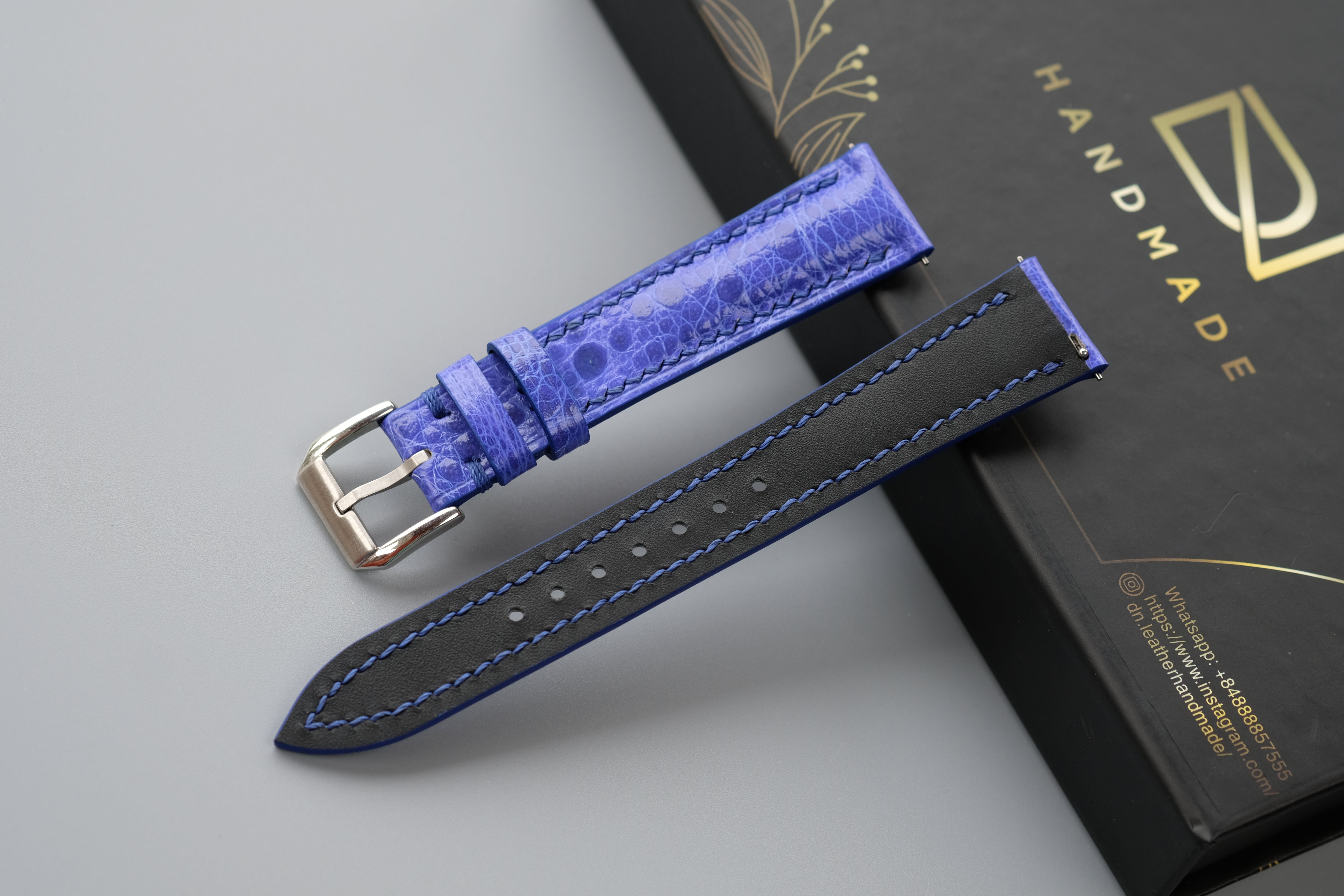 Blue Toad Leather Watch Strap – Custom Sizes 10mm to 26mm