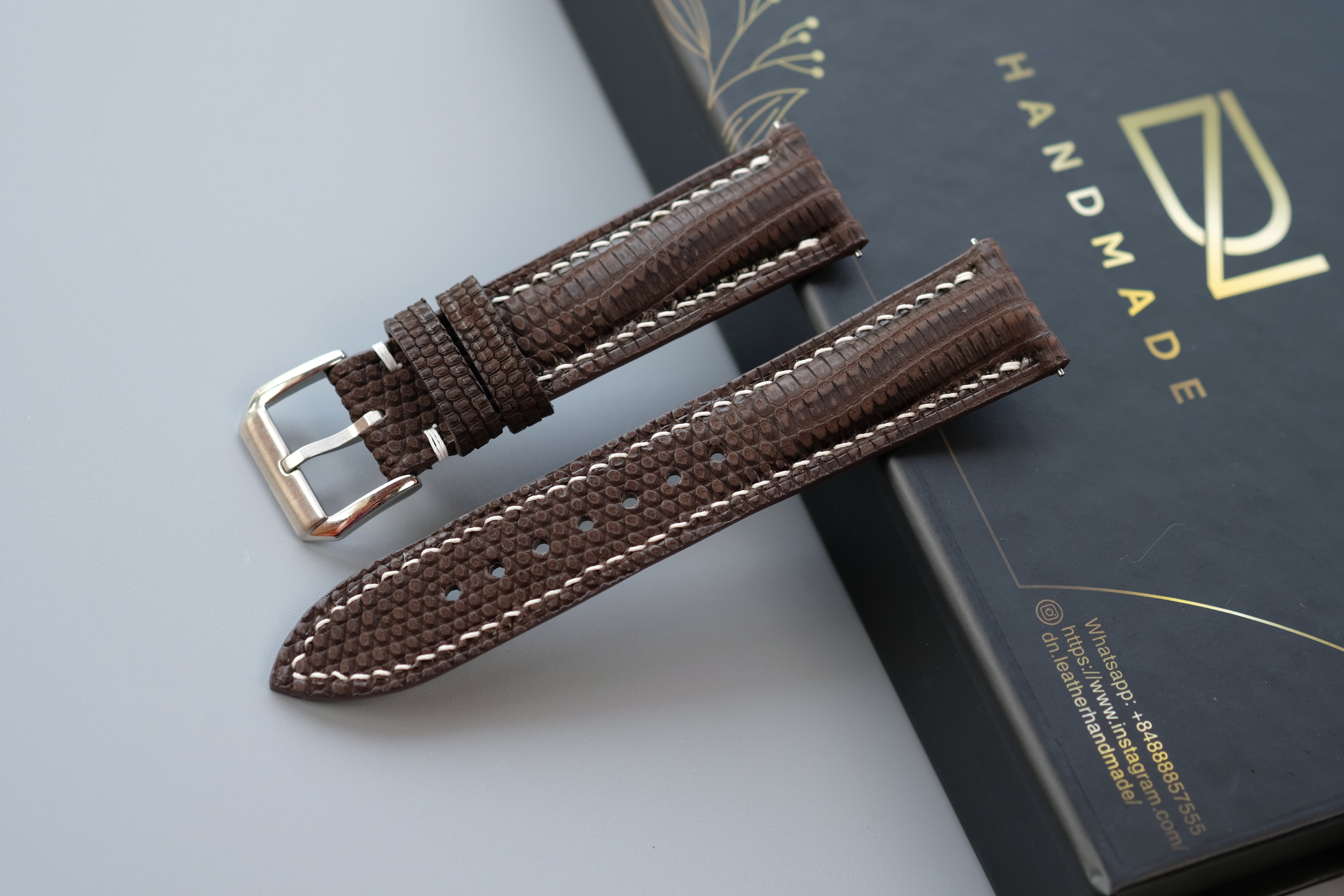 Brown Nubuck Lizard Leather Watch Strap – Custom Sizes 10mm to 26mm
