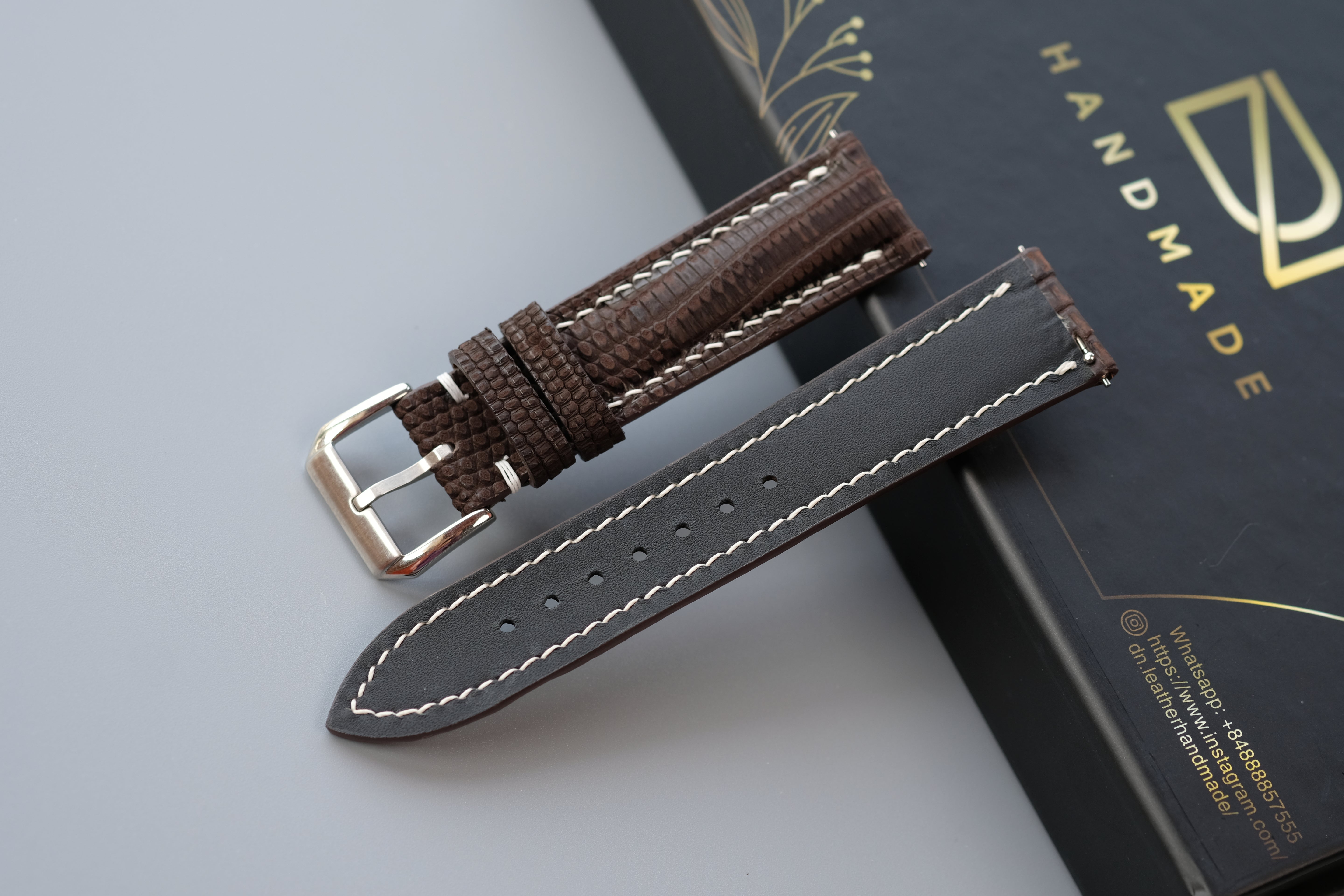 Brown Nubuck Lizard Leather Watch Strap – Custom Sizes 10mm to 26mm