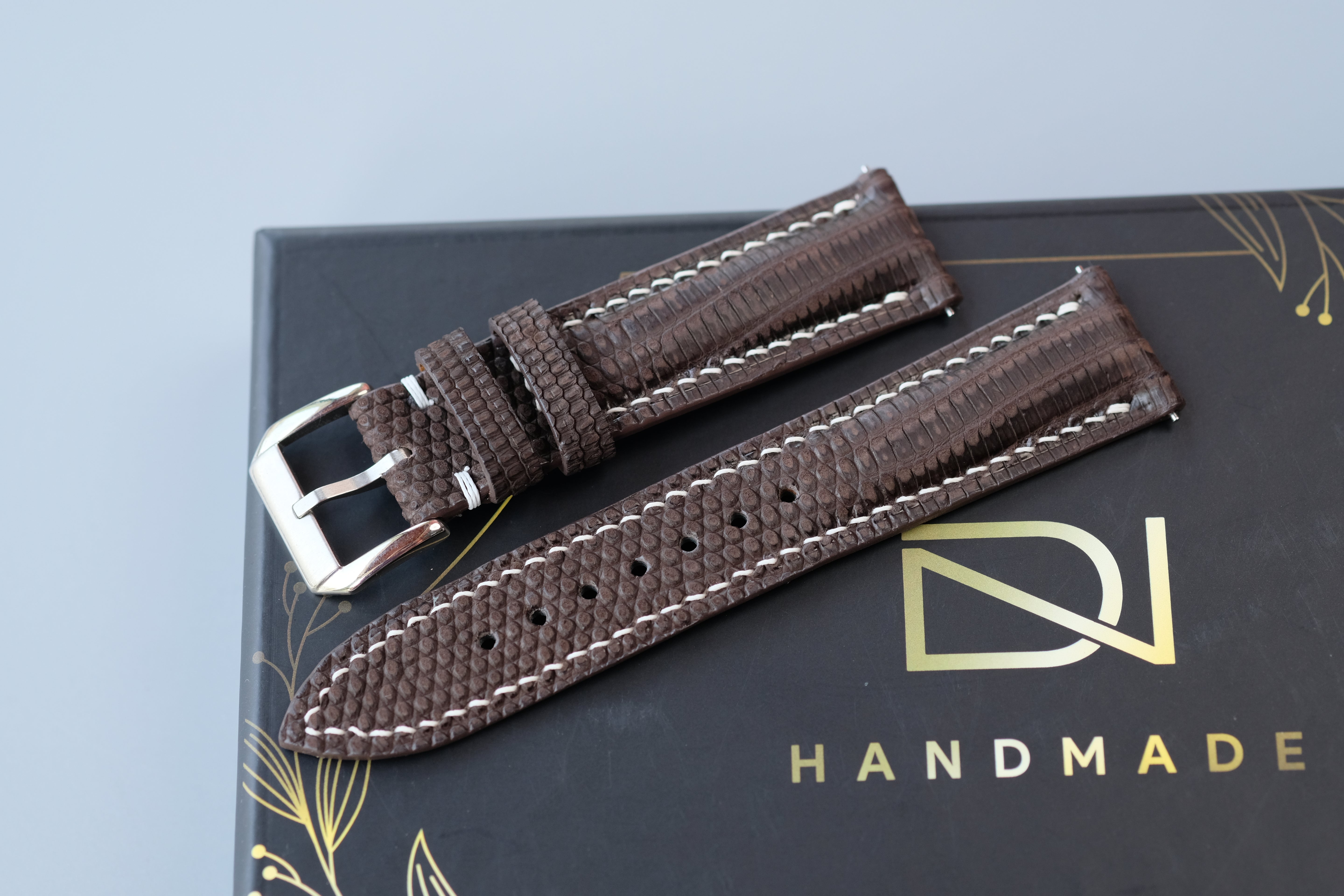 Brown Nubuck Lizard Leather Watch Strap – Custom Sizes 10mm to 26mm
