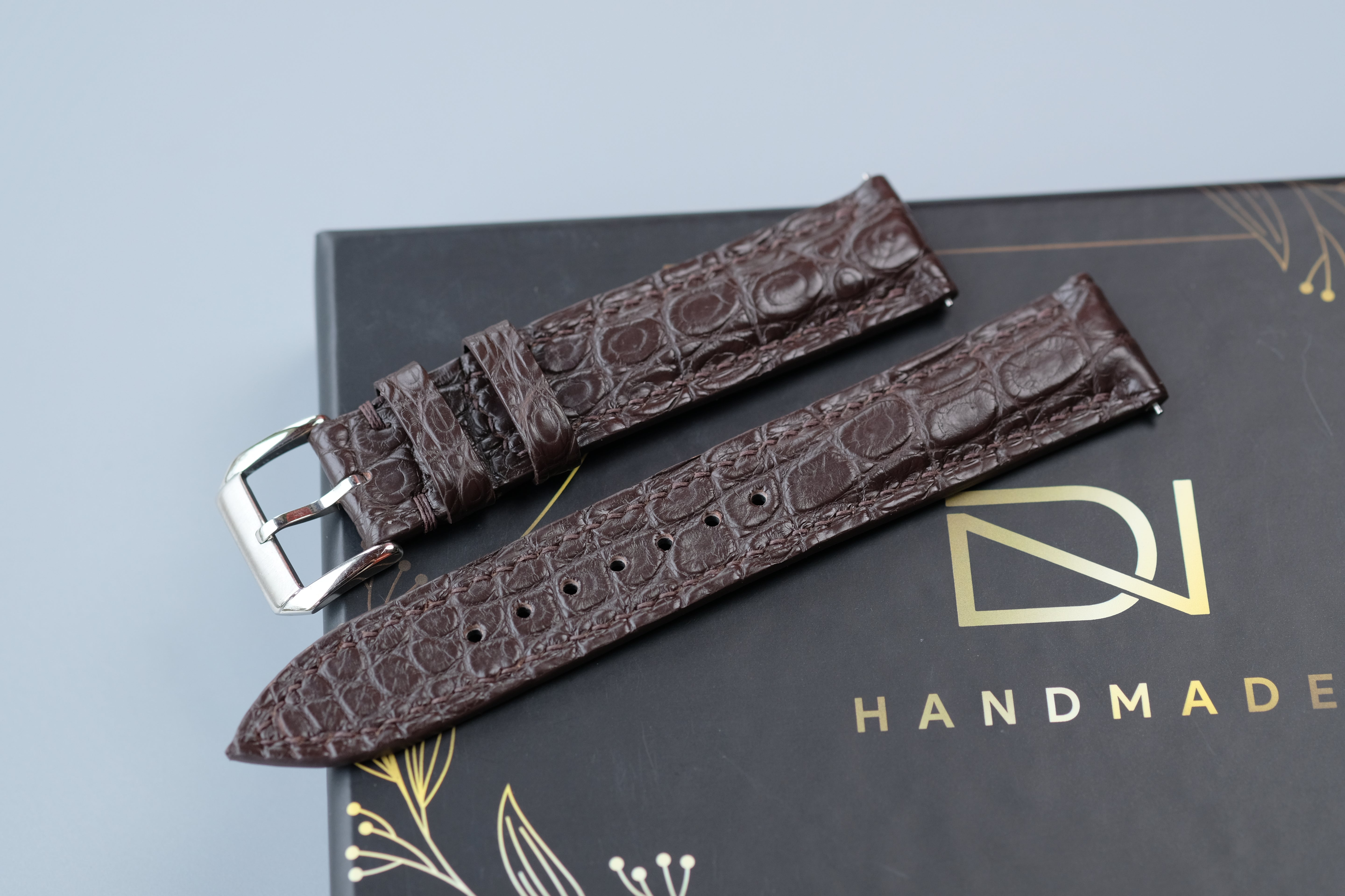 Brown Crocodile Leather Watch Strap – Custom Sizes 10mm to 26mm