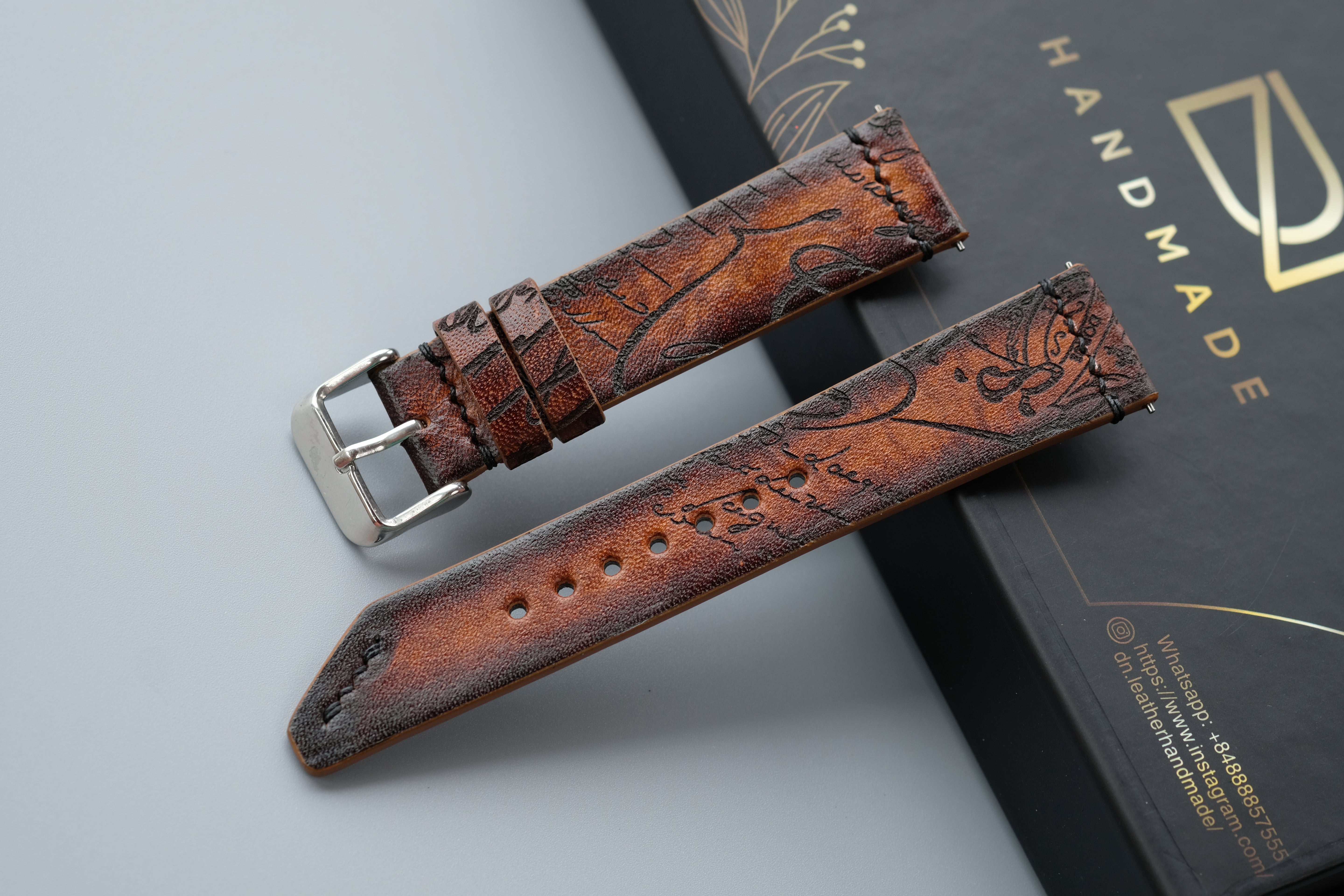 Light Brown Veg-Tan Leather Watch Strap – Custom Sizes 10mm to 26mm