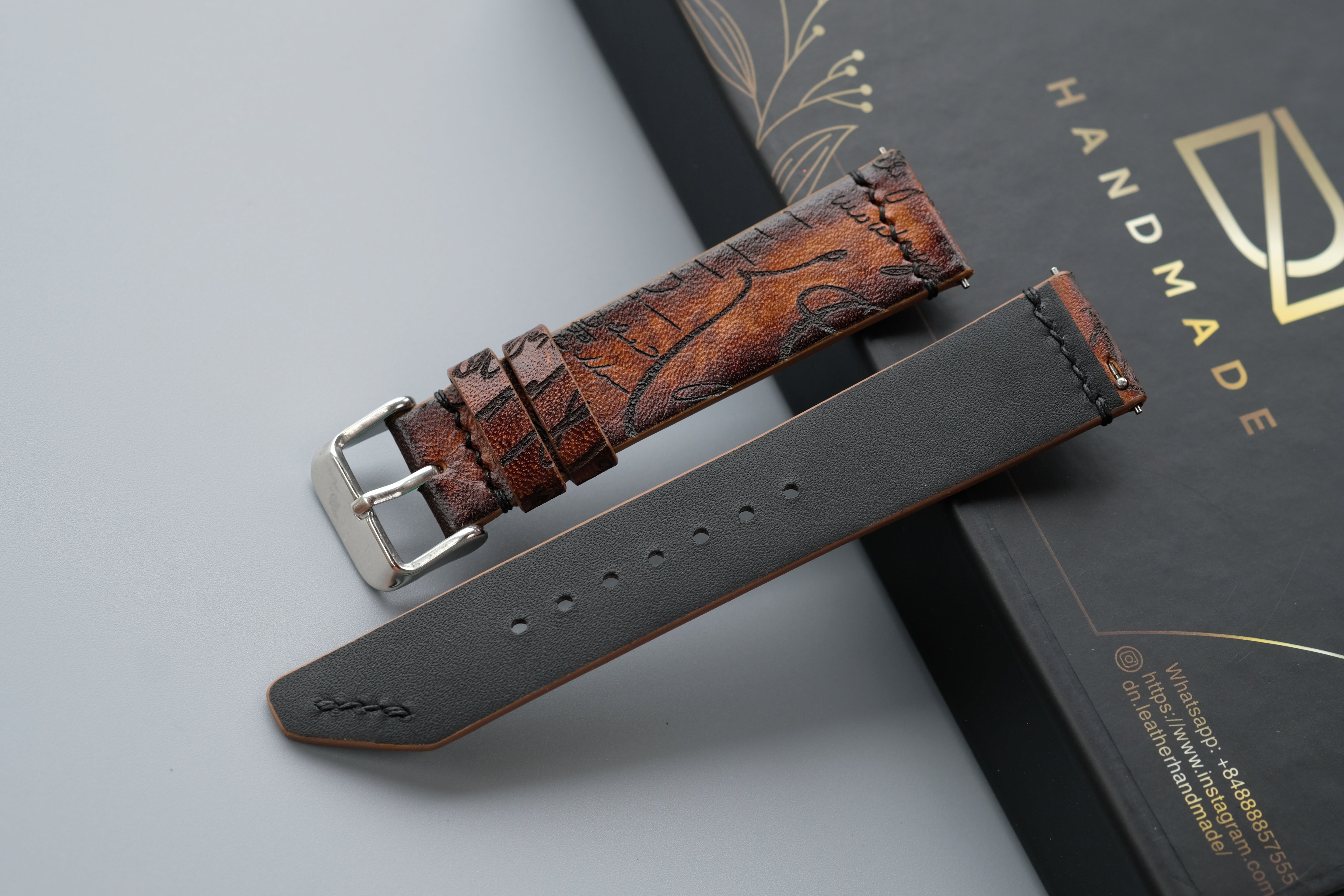 Light Brown Veg-Tan Leather Watch Strap – Custom Sizes 10mm to 26mm
