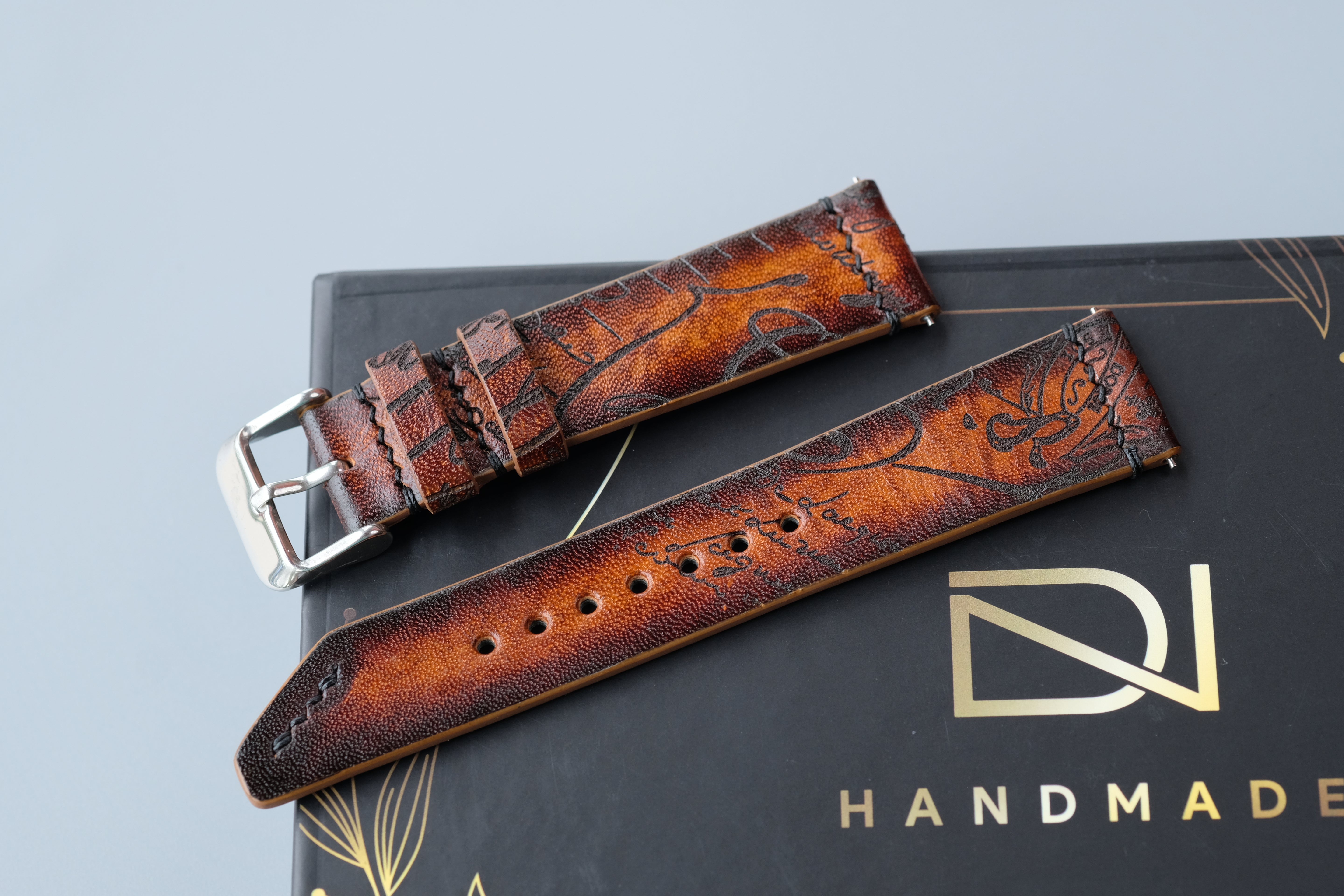 Light Brown Veg-Tan Leather Watch Strap – Custom Sizes 10mm to 26mm