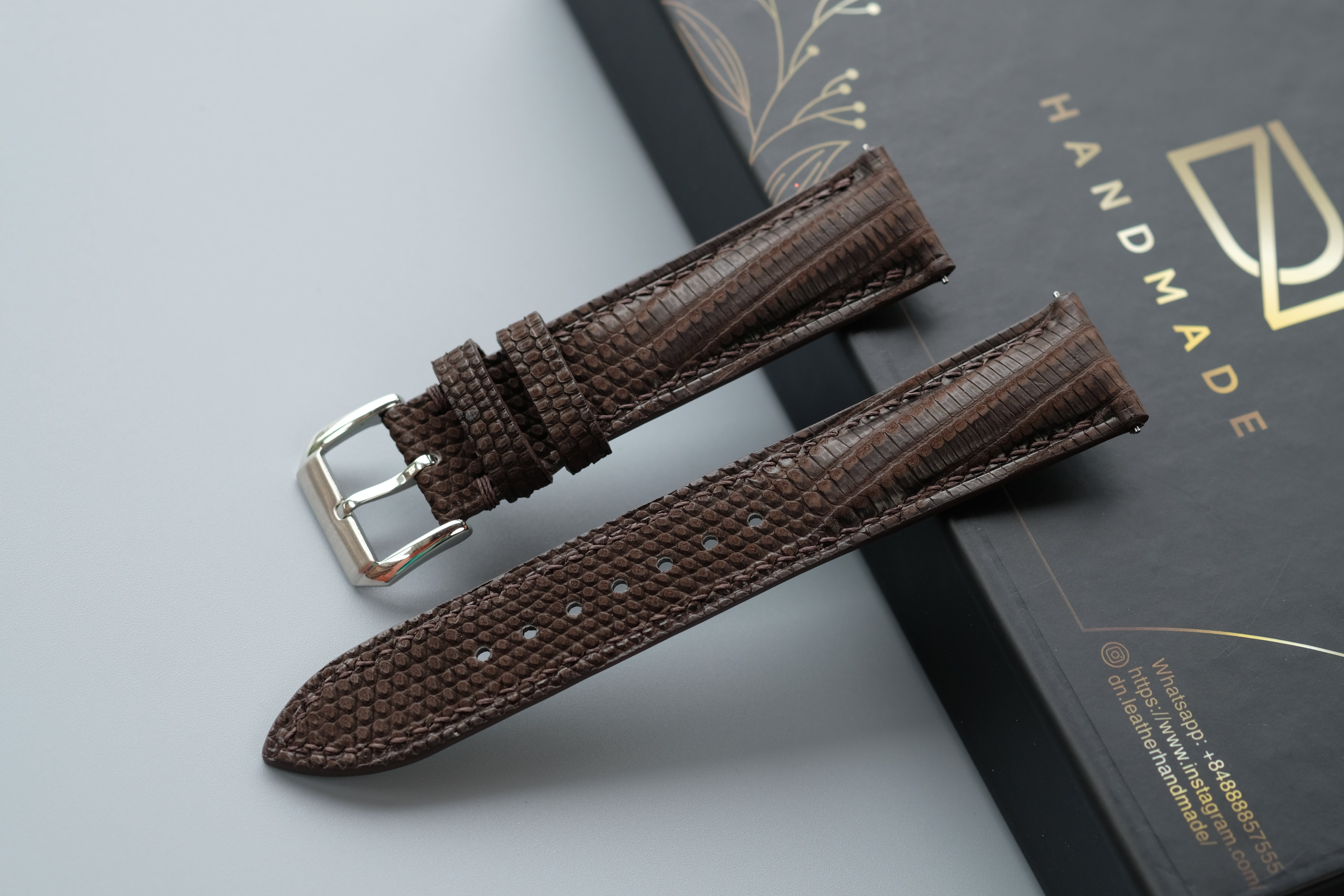 Brown Nubuck Lizard Leather Watch Strap – Custom Sizes 10mm to 26mm