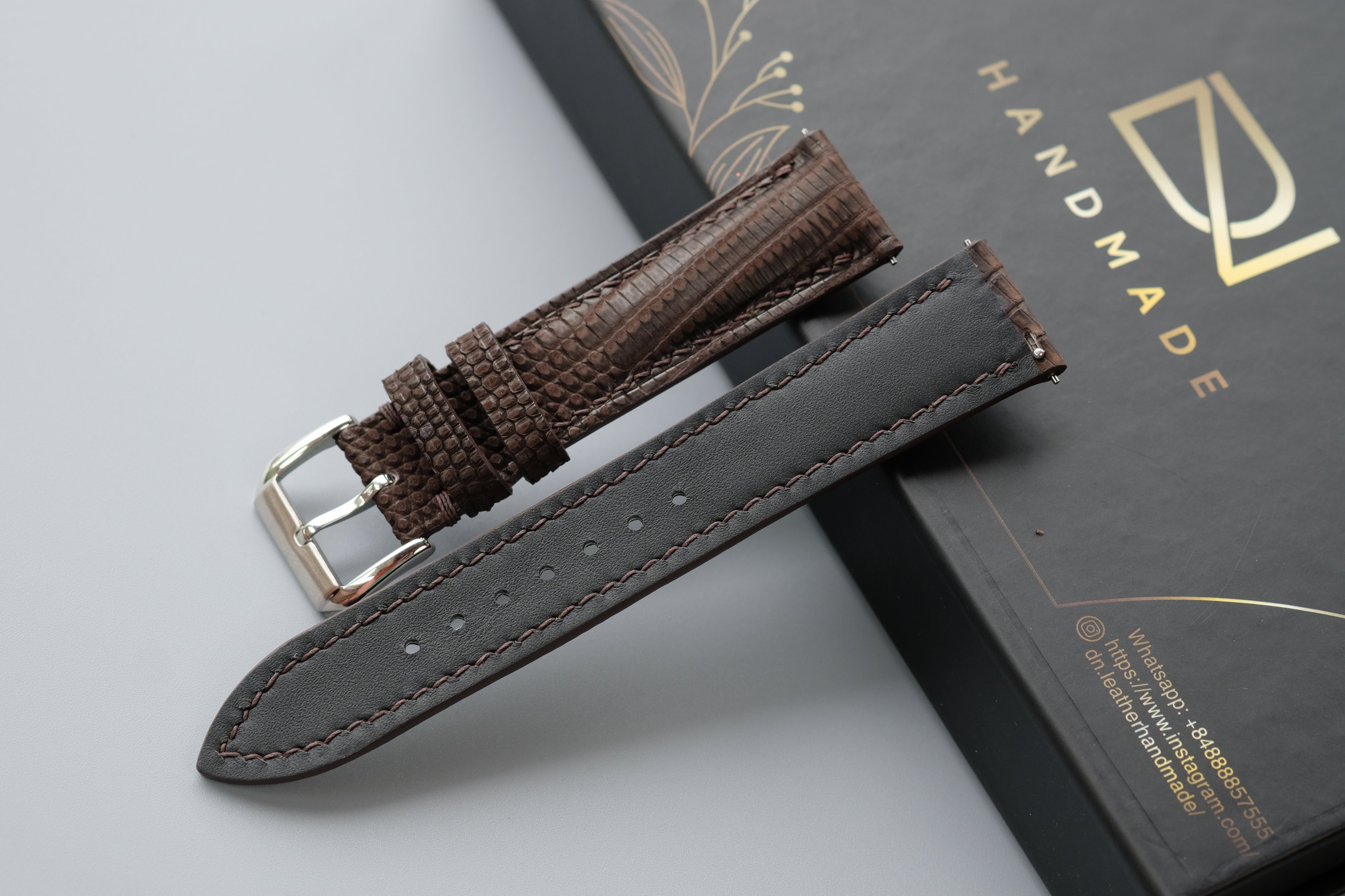 Brown Nubuck Lizard Leather Watch Strap – Custom Sizes 10mm to 26mm
