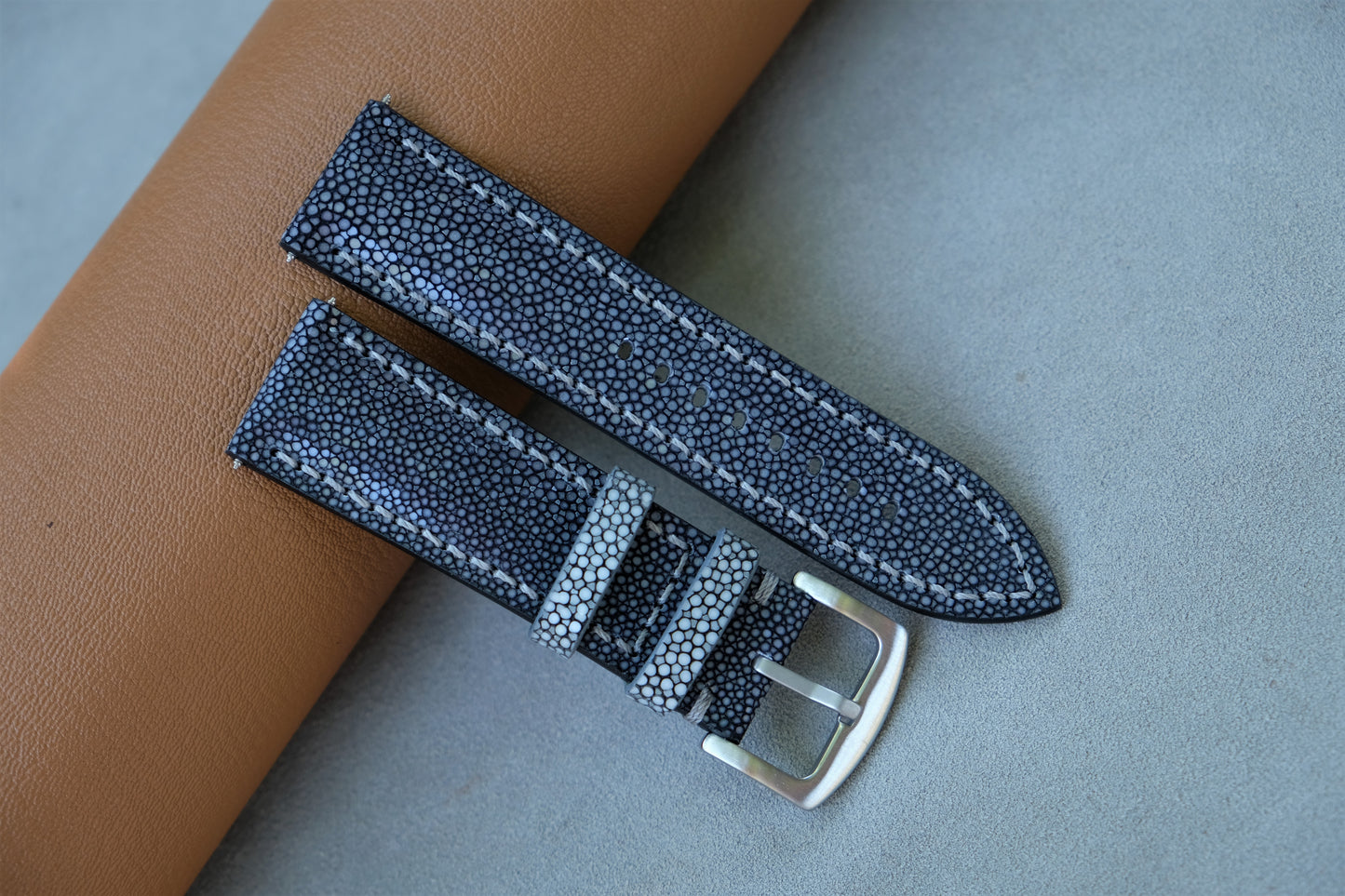 Black Stingray Leather Watch Strap