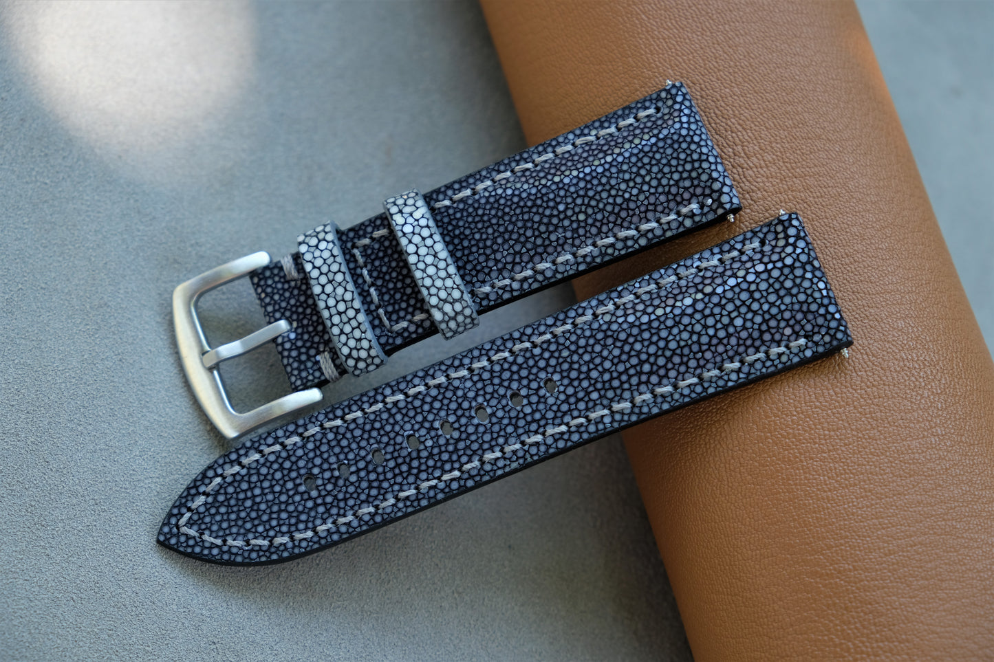 Black Stingray Leather Watch Strap