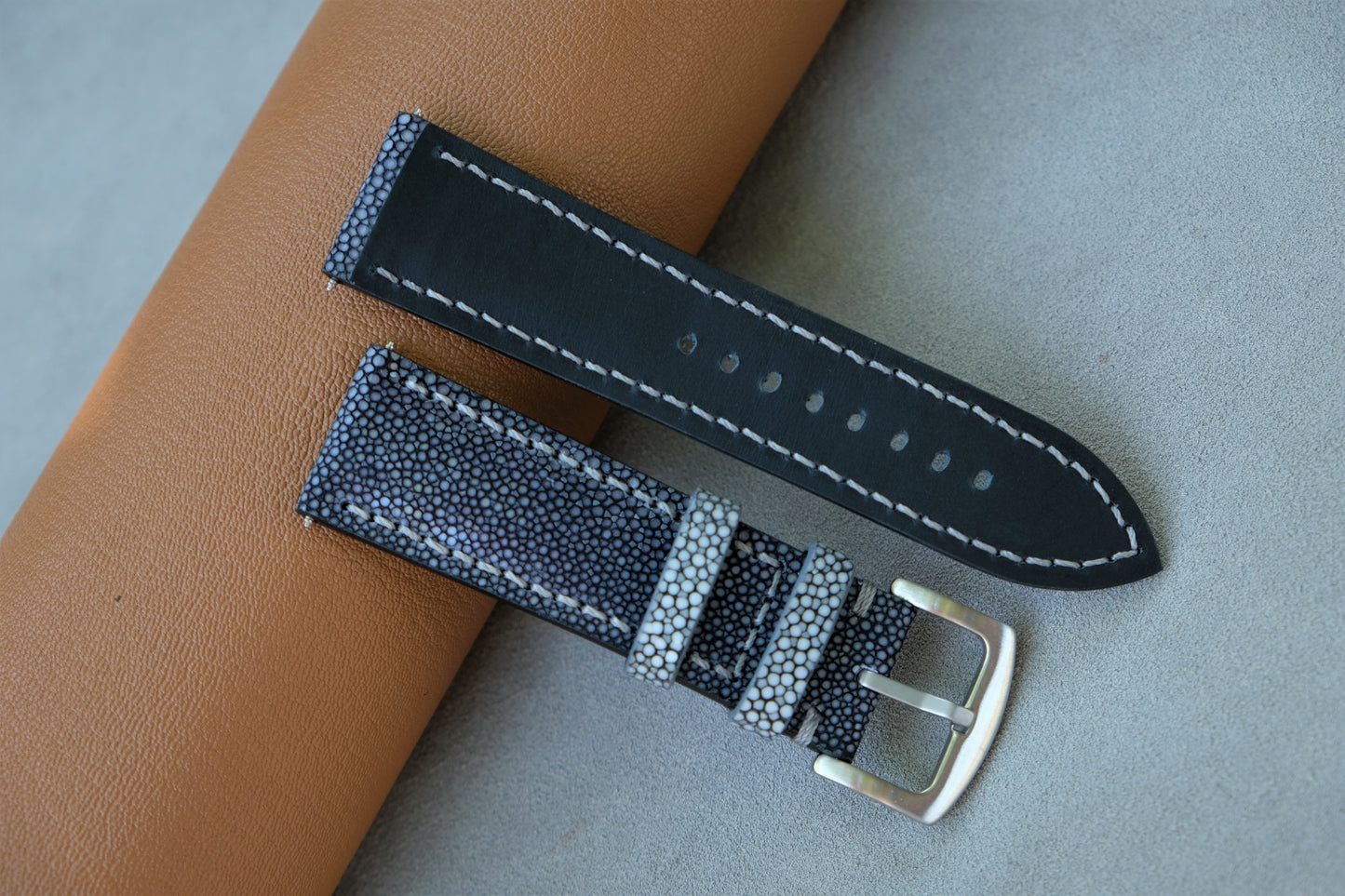 Black Stingray Leather Watch Strap