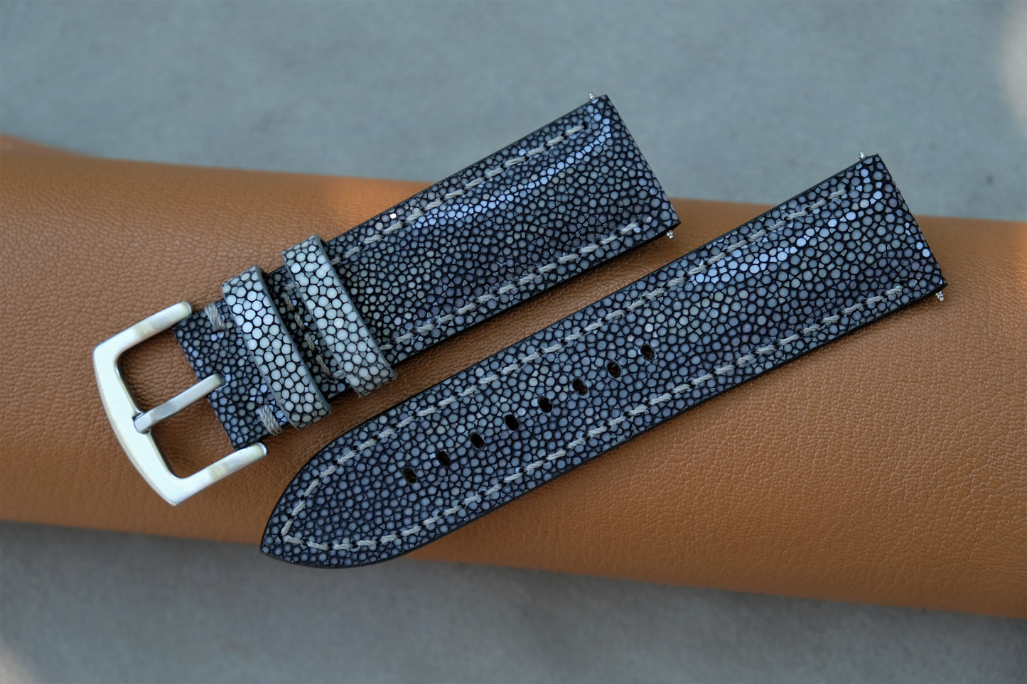 Black Stingray Leather Watch Strap