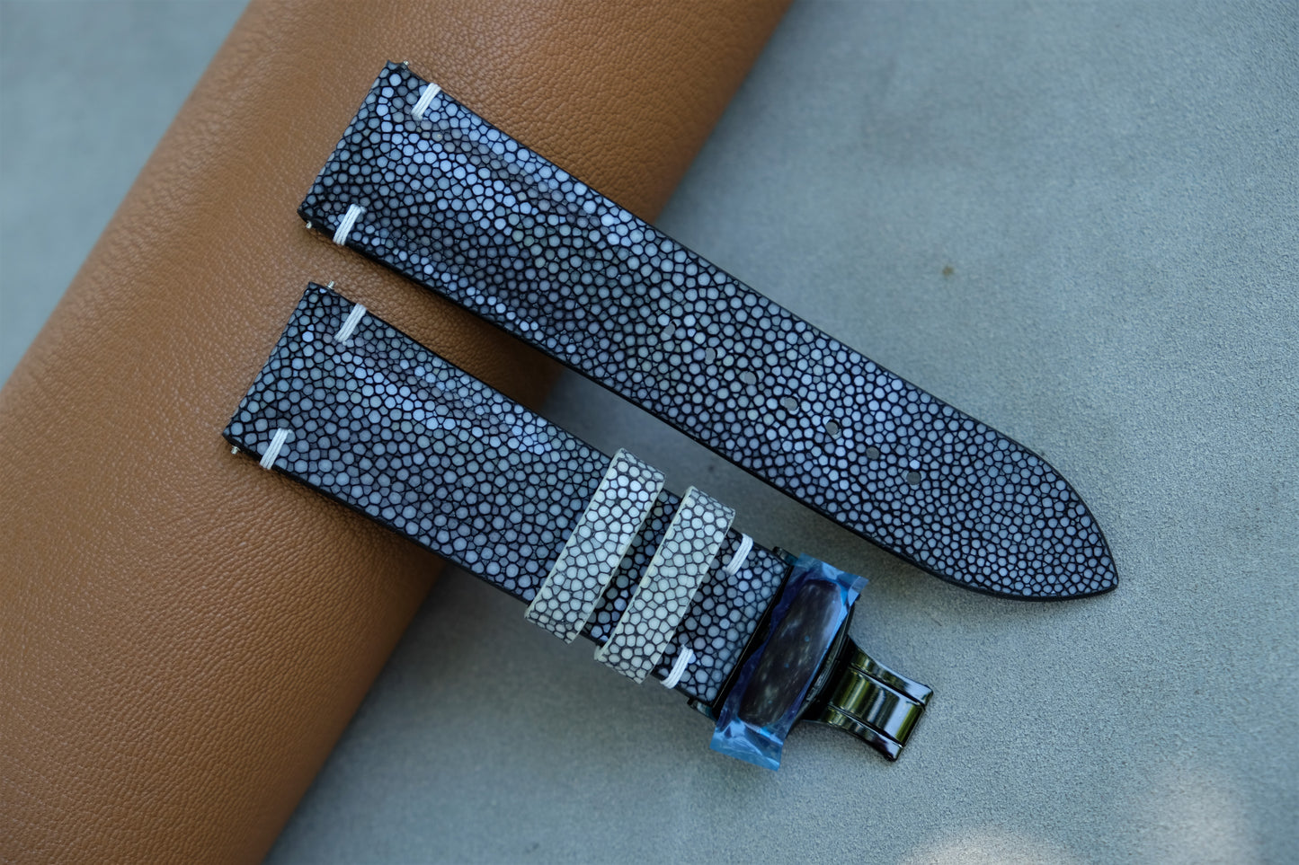 Black Stingray Leather Watch Strap