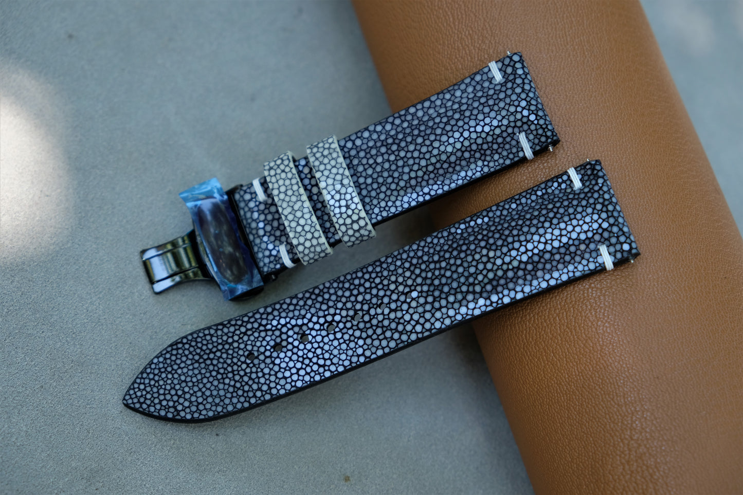 Black Stingray Leather Watch Strap