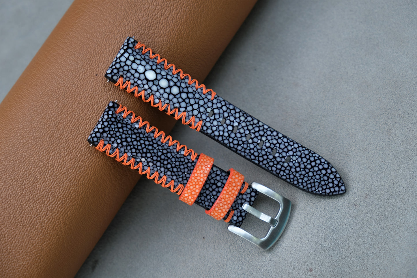 Black Stingray Watch Strap 1 Pearl In The Center