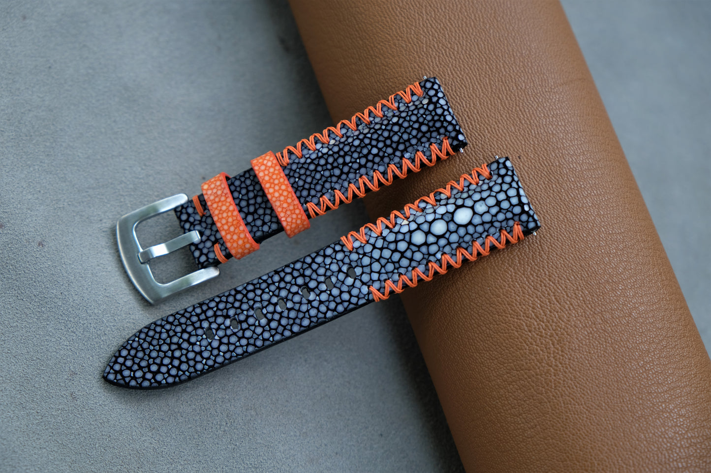 Black Stingray Watch Strap 1 Pearl In The Center