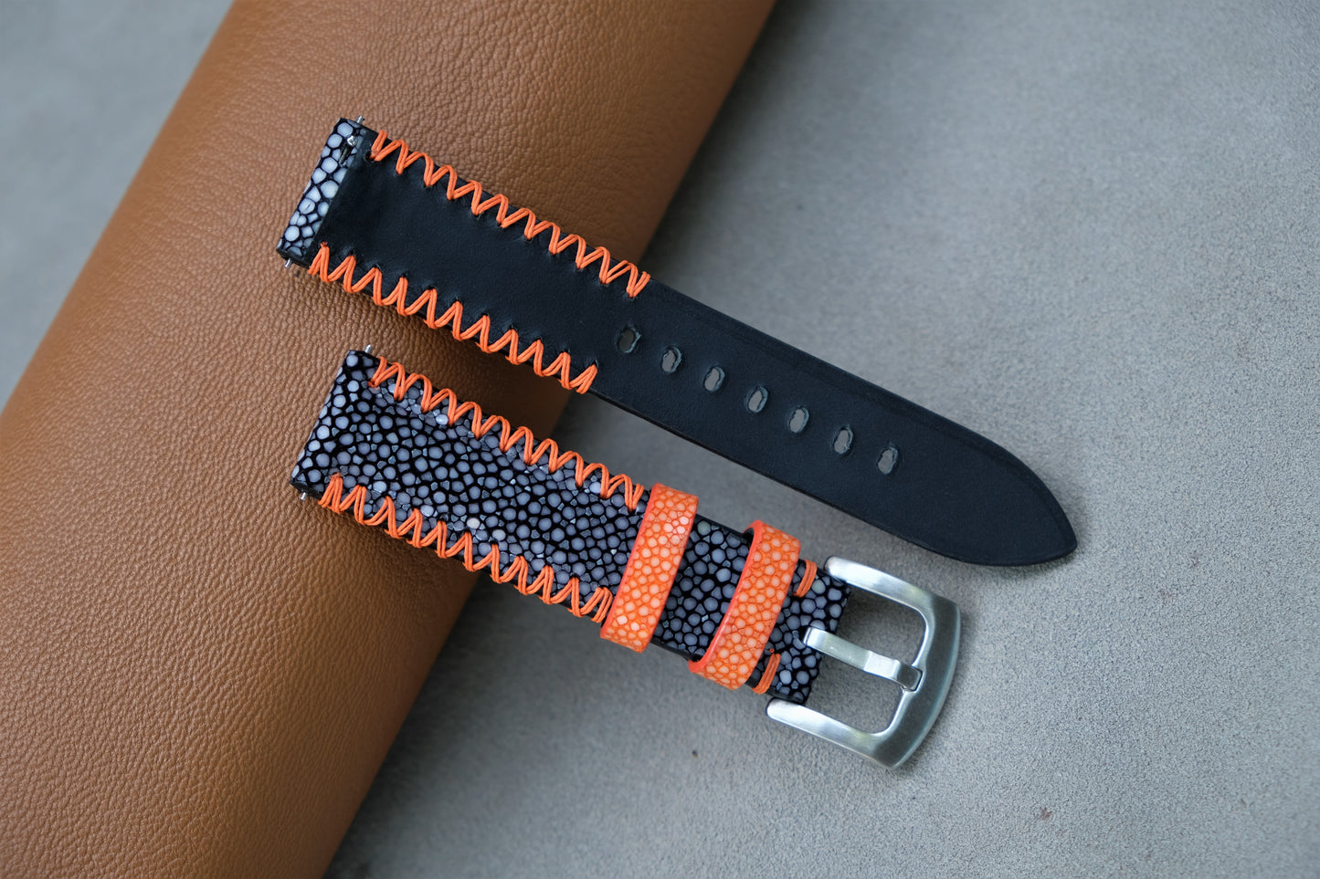 Black Stingray Watch Strap 1 Pearl In The Center