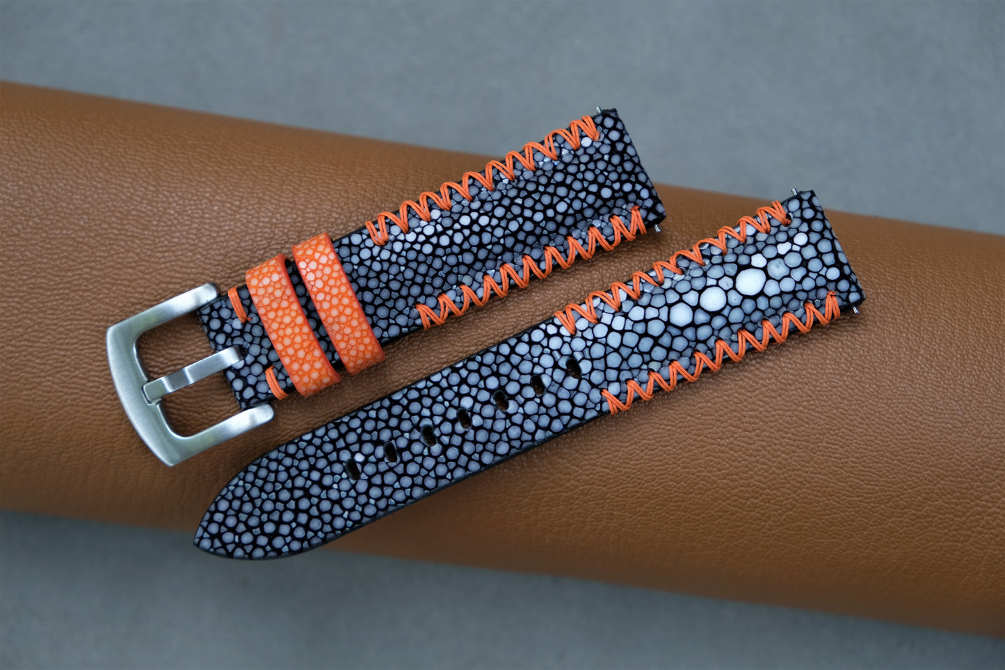 Black Stingray Watch Strap 1 Pearl In The Center