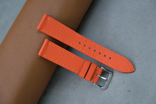 Orange Saffiano Leather Watch Strap