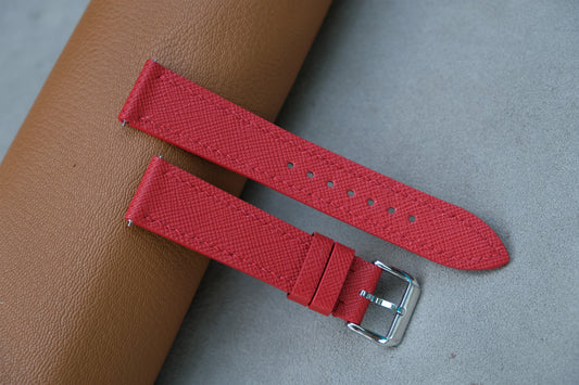 Red Saffiano Leather Watch Strap